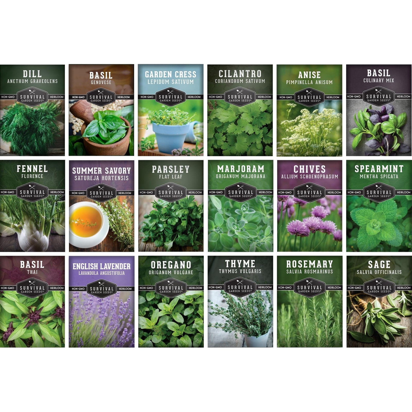 Culinary Herb Seeds Variety Pack for Planting Grow 18 Heirloom Kitchen Herbs…