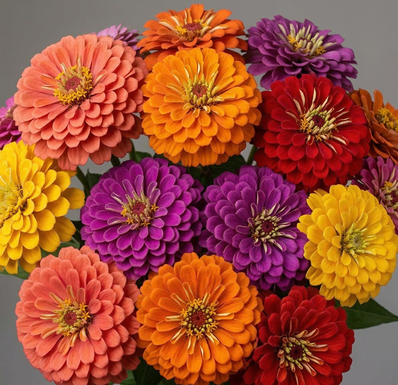 Zinnia SUNSET Garden Mix Coral Orange Scarlet Purple Gold Cut Flower 150 Seeds!