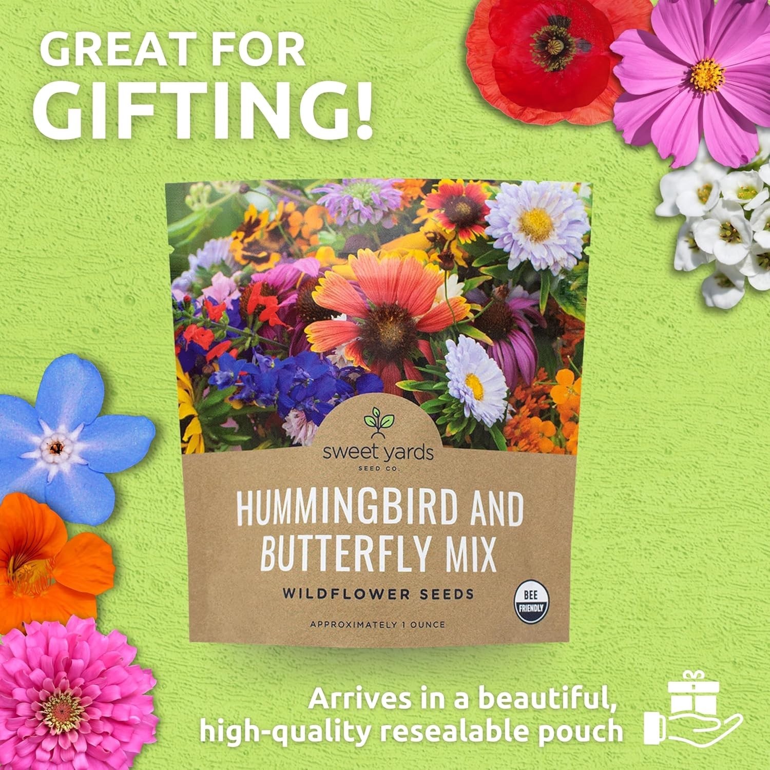 Attract Butterflies & Hummingbirds: 7,500 Heirloom Wildflower Seeds in 1 Ounce