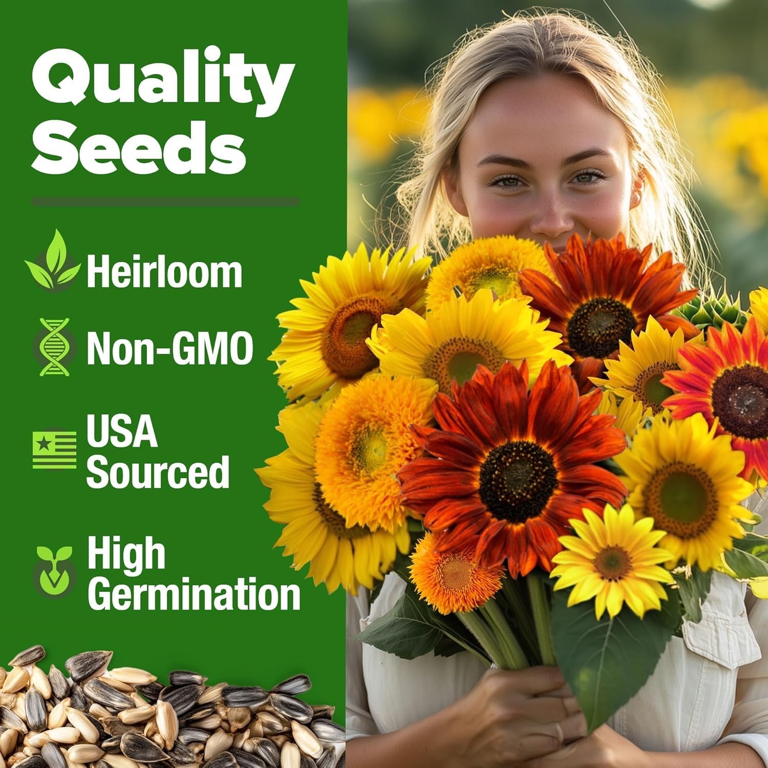 Perfect Garden Gift – 1,500+ Sunflower Seeds, Attracts Pollinators, Easy to Grow