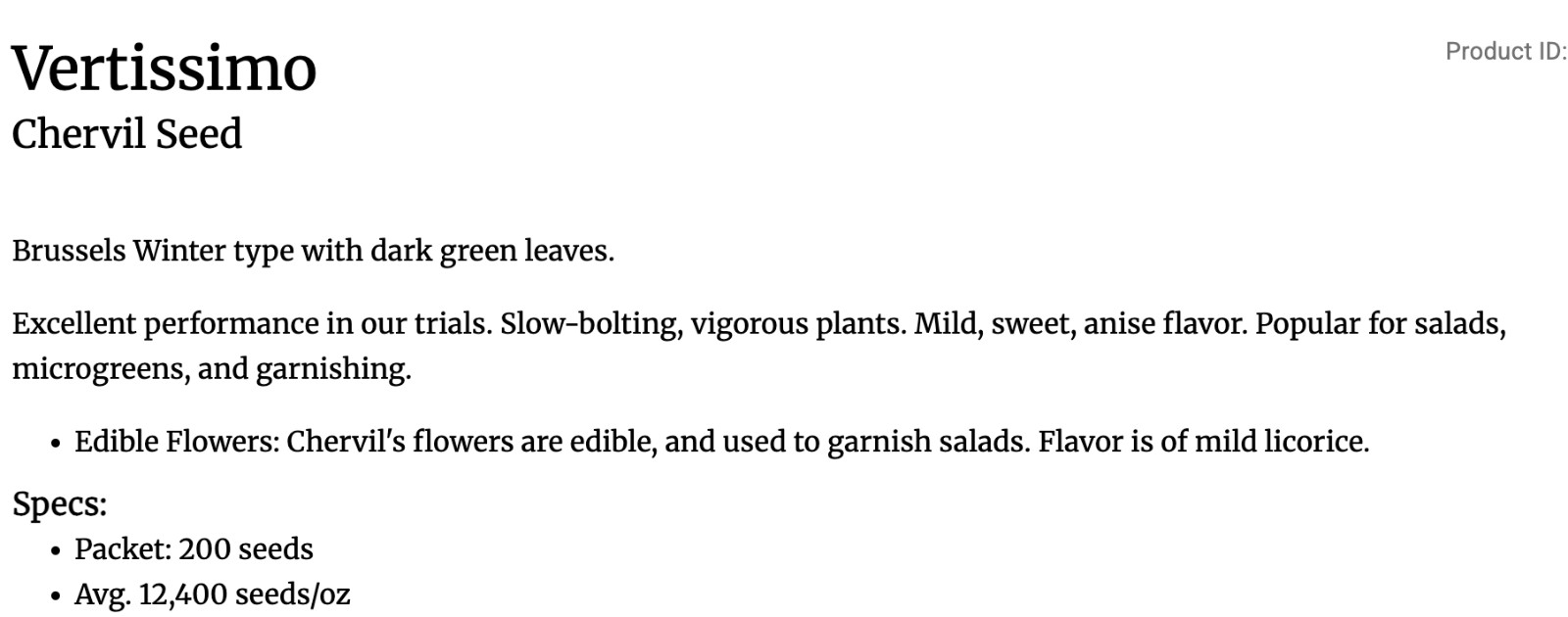 Johnny’s Seeds Vertissimo Chervil 1Million+ Seeds 5 LB Herb Garden Edible Flower