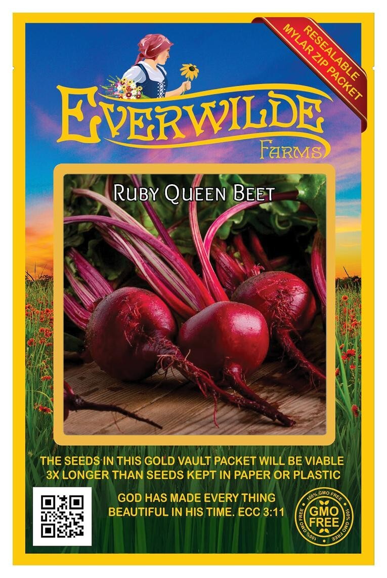 200 Ruby Queen Beet Seeds – Everwilde Farms Mylar Seed Packet