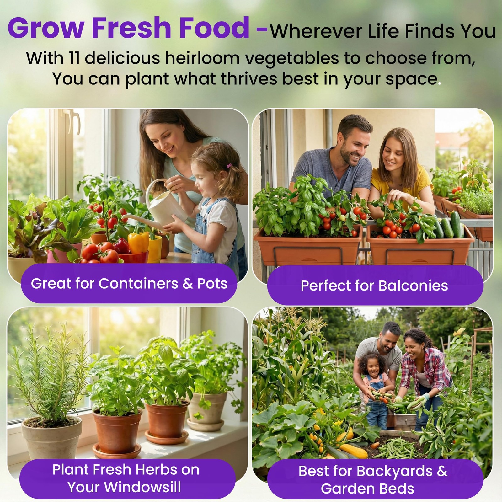 “11 Heirloom Seeds Variety Pack for Home Garden, Survival & Doomsday Prep”