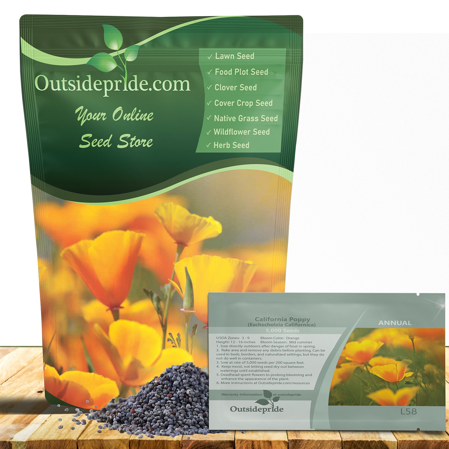 5000 Seeds Orange California Poppy Seeds For Planting | Eschscholzia Wild