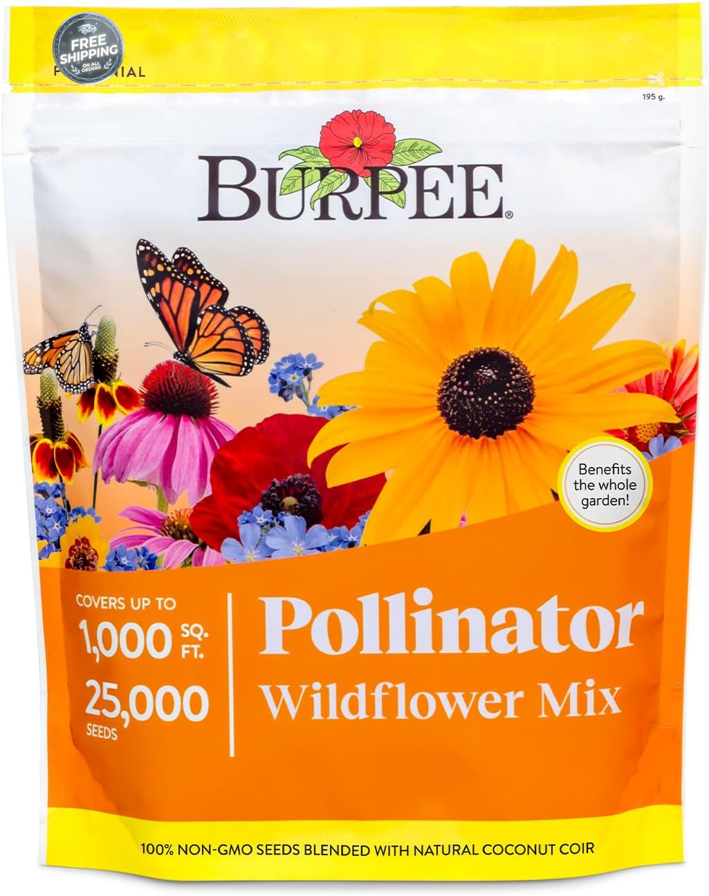 Burpee Wildflower 25,000 Bulk, 1 Bag, 18 Varieties of Non-Gmo Flower Seeds Polli