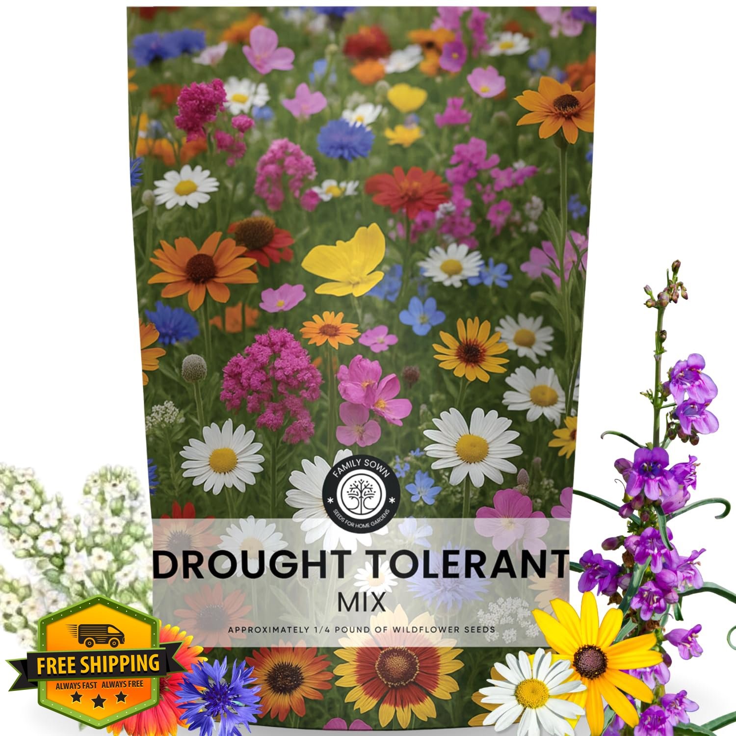 90,000 Drought Tolerant Seeds 4oz Pouch 2026 Season Lawn Garden Mix