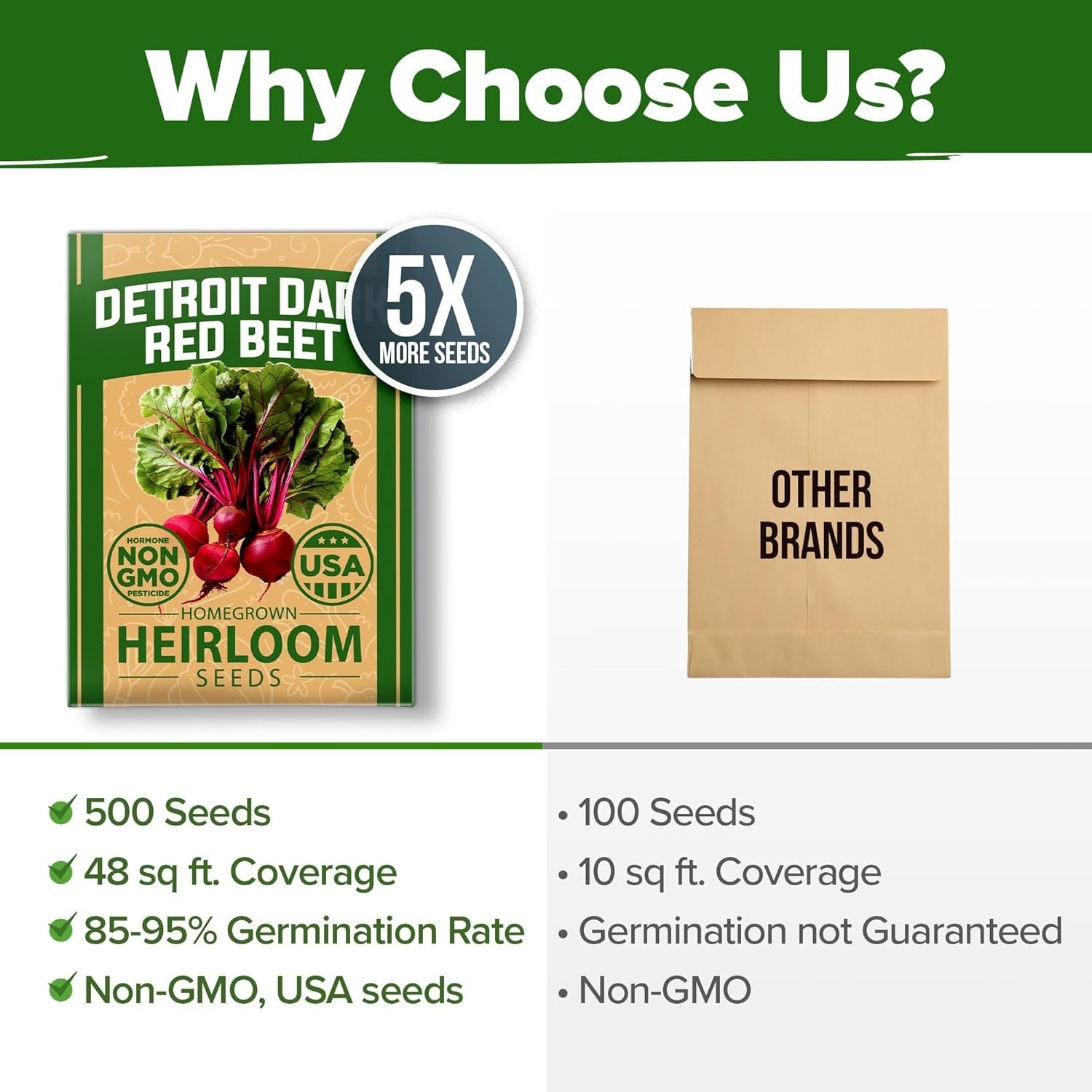 Sweet & Tender Detroit Dark Red Beet Seeds – 500 High-Germination Non-GMO Seeds