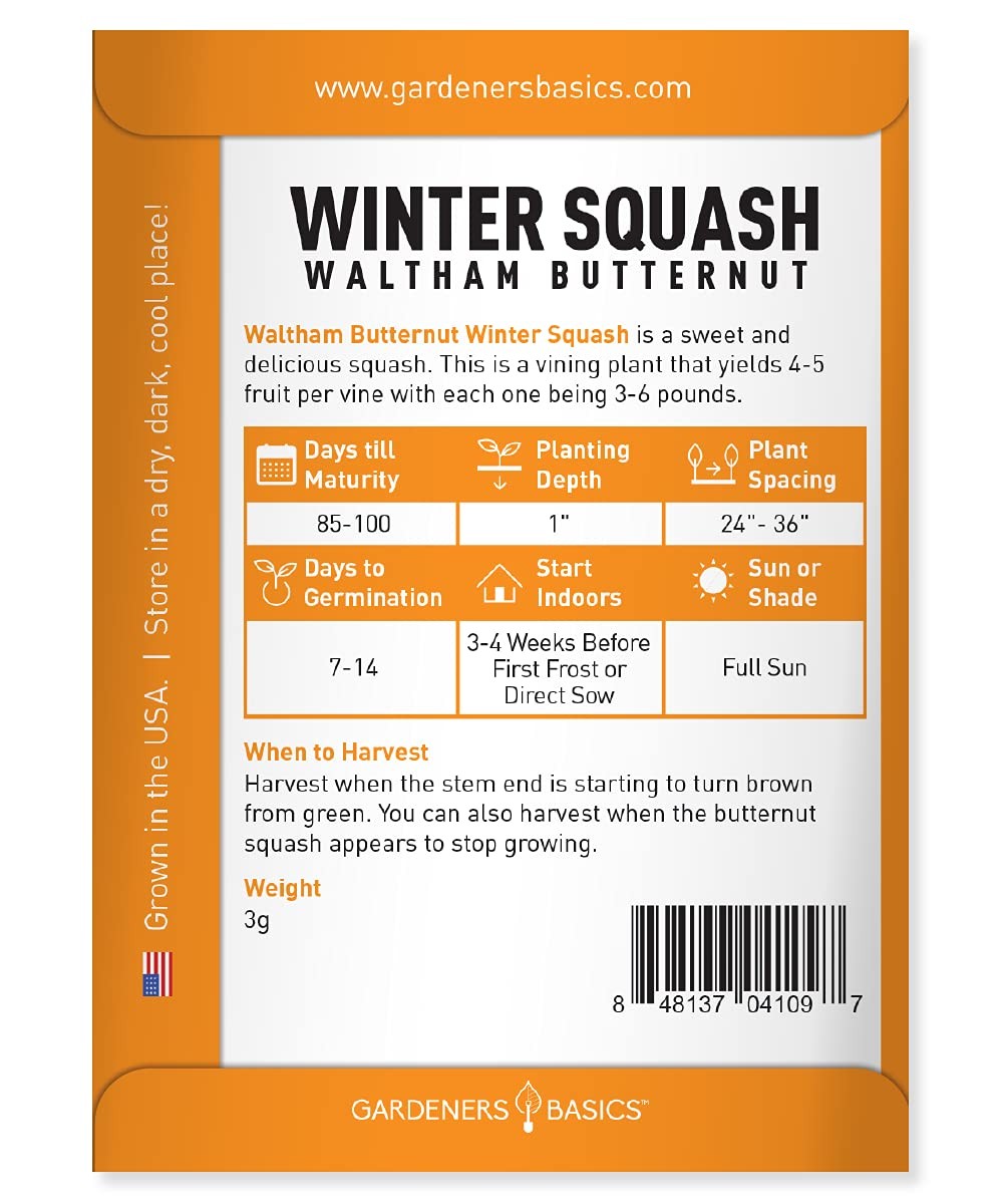 Gardeners Basics, Butternut Squash Seeds for Planting – Waltham Heirloom Non-…