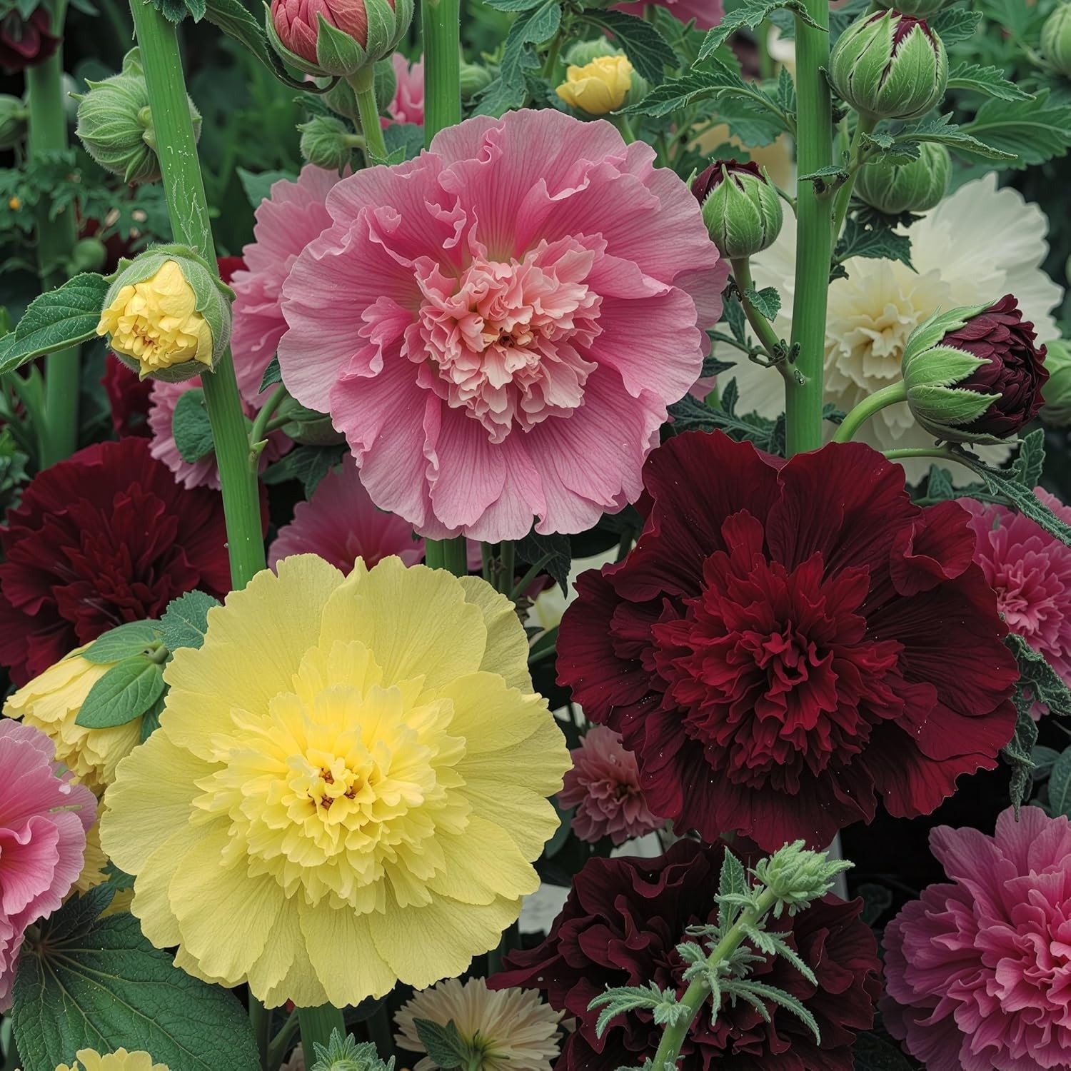 Majorette Hollyhock Seeds – 100 Fertile Heirloom Seeds that Attract Pollinators