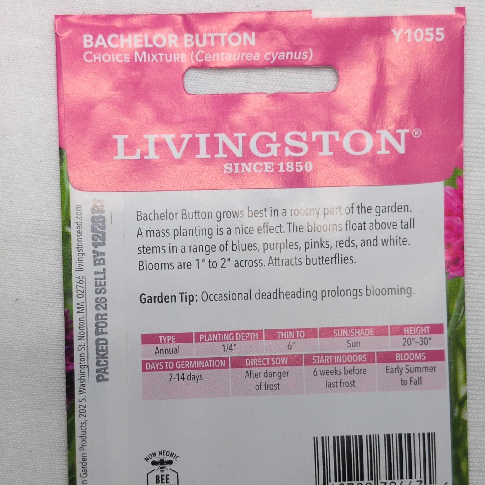 Livingston Bachelor Button Choice Mixture Annual Multicolor Full Sun Y1055