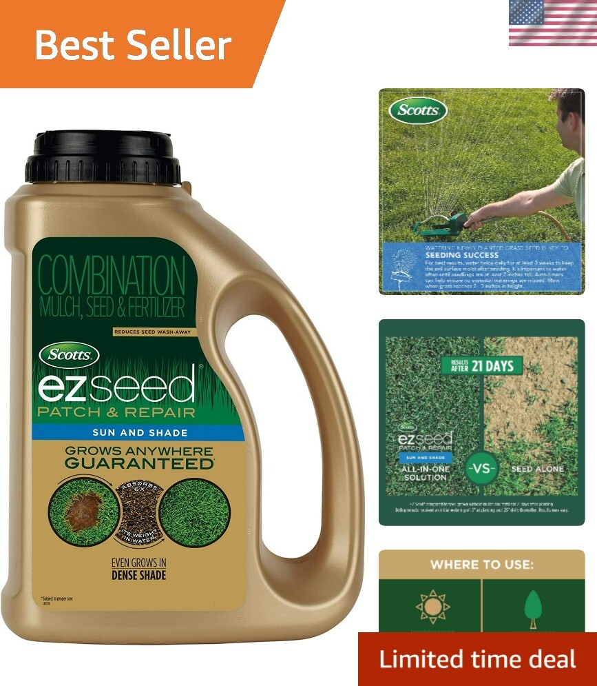 EZ Seed Sun & Shade – Effective Lawn Repair, Covers 85 sq. ft. in 3 Easy Steps