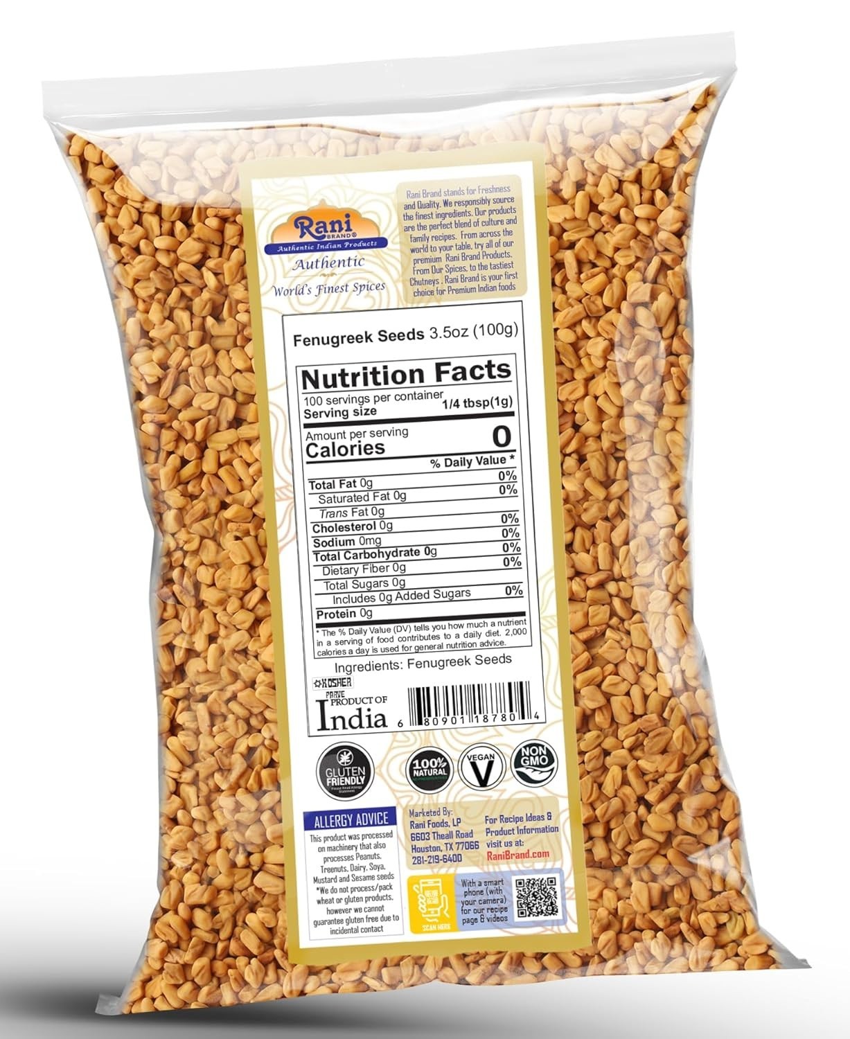 100g Rani Whole Fenugreek Seeds – , Gluten-Friendly, Quality