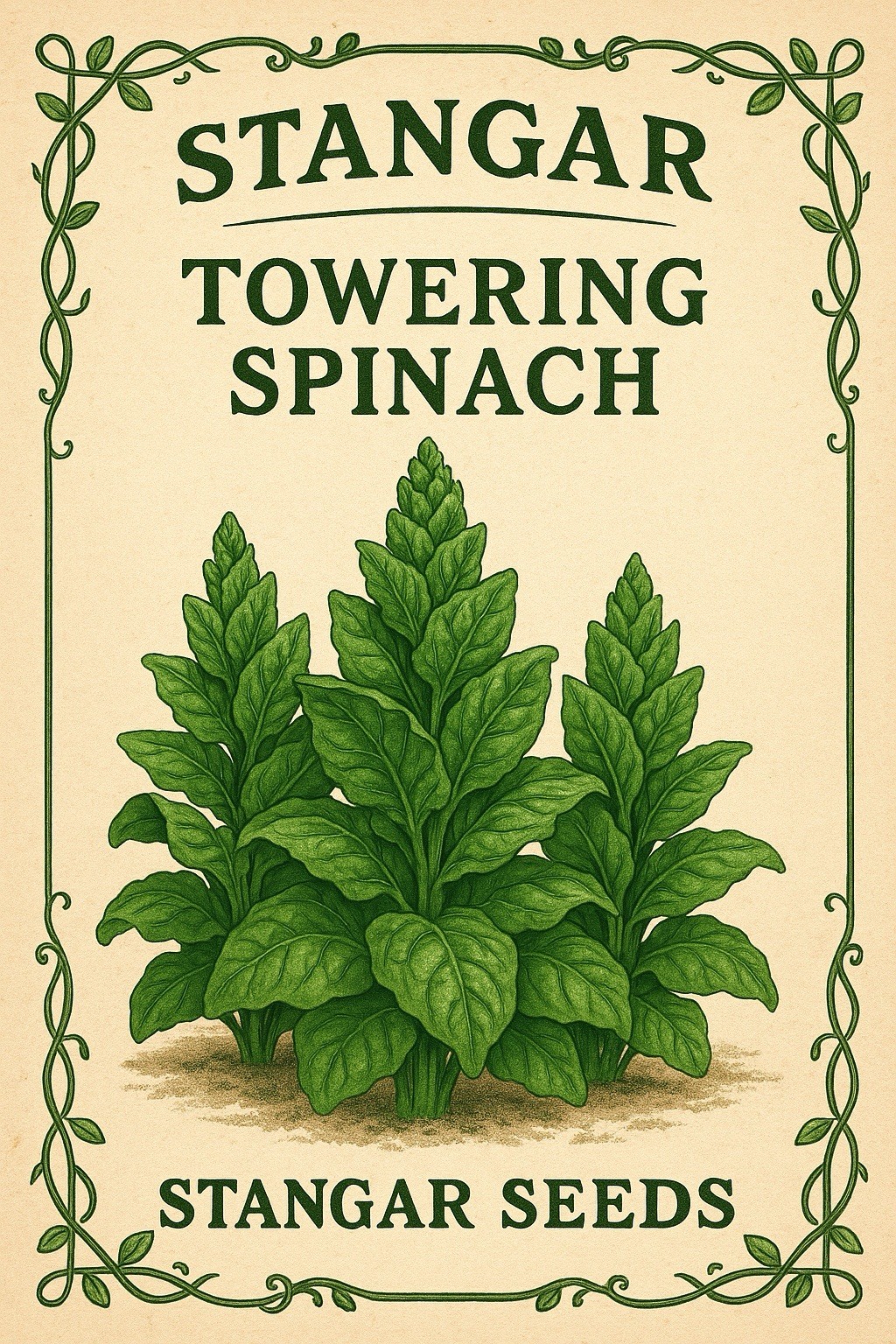 Stangar Towering Spinach Seeds 100% Organic Heirloom USA Seller 2026