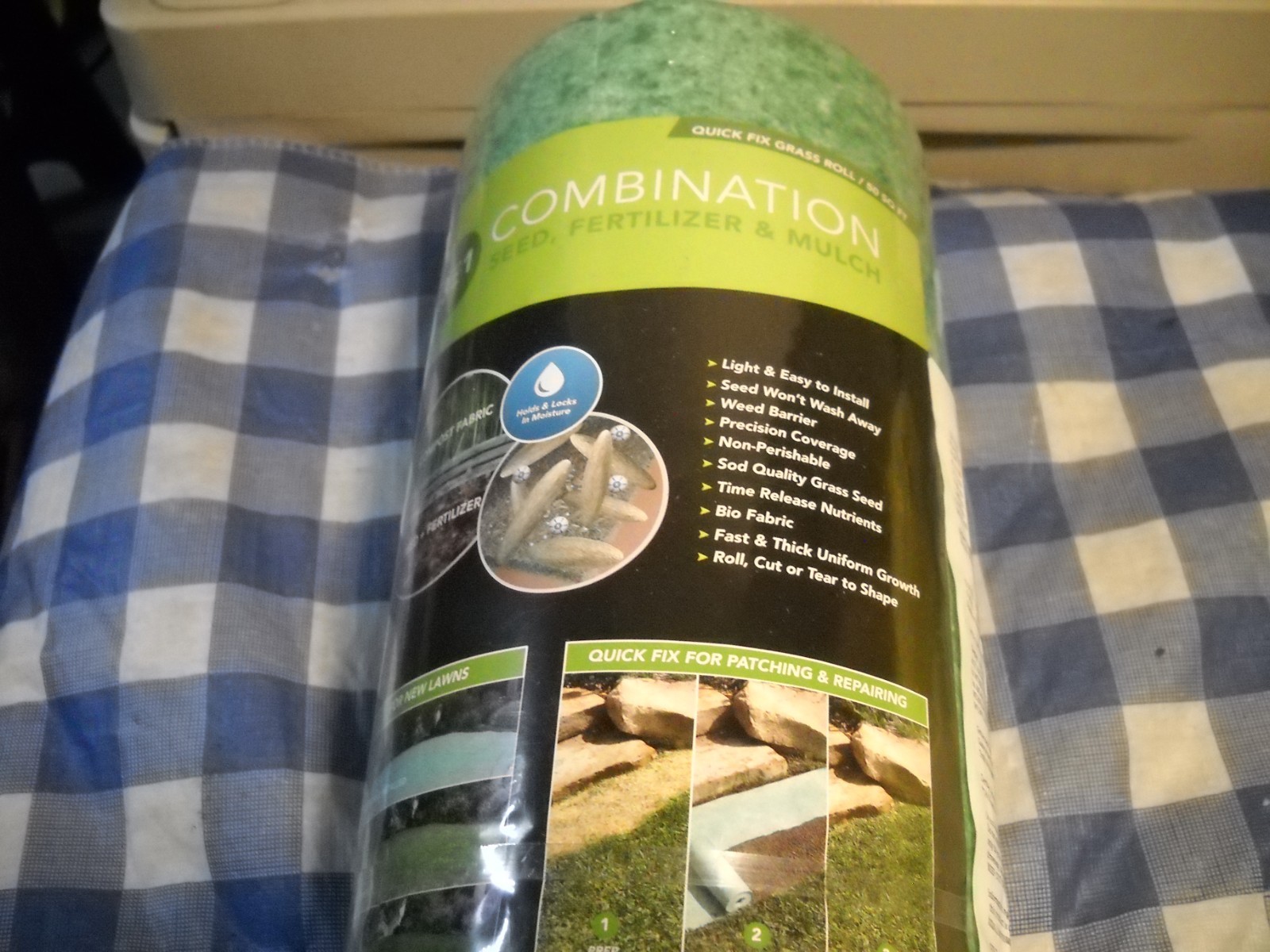 Grotrax Quick Fix Year Round Green Mixture Grass Roll Seed Mat 1×50 feet USA NEW