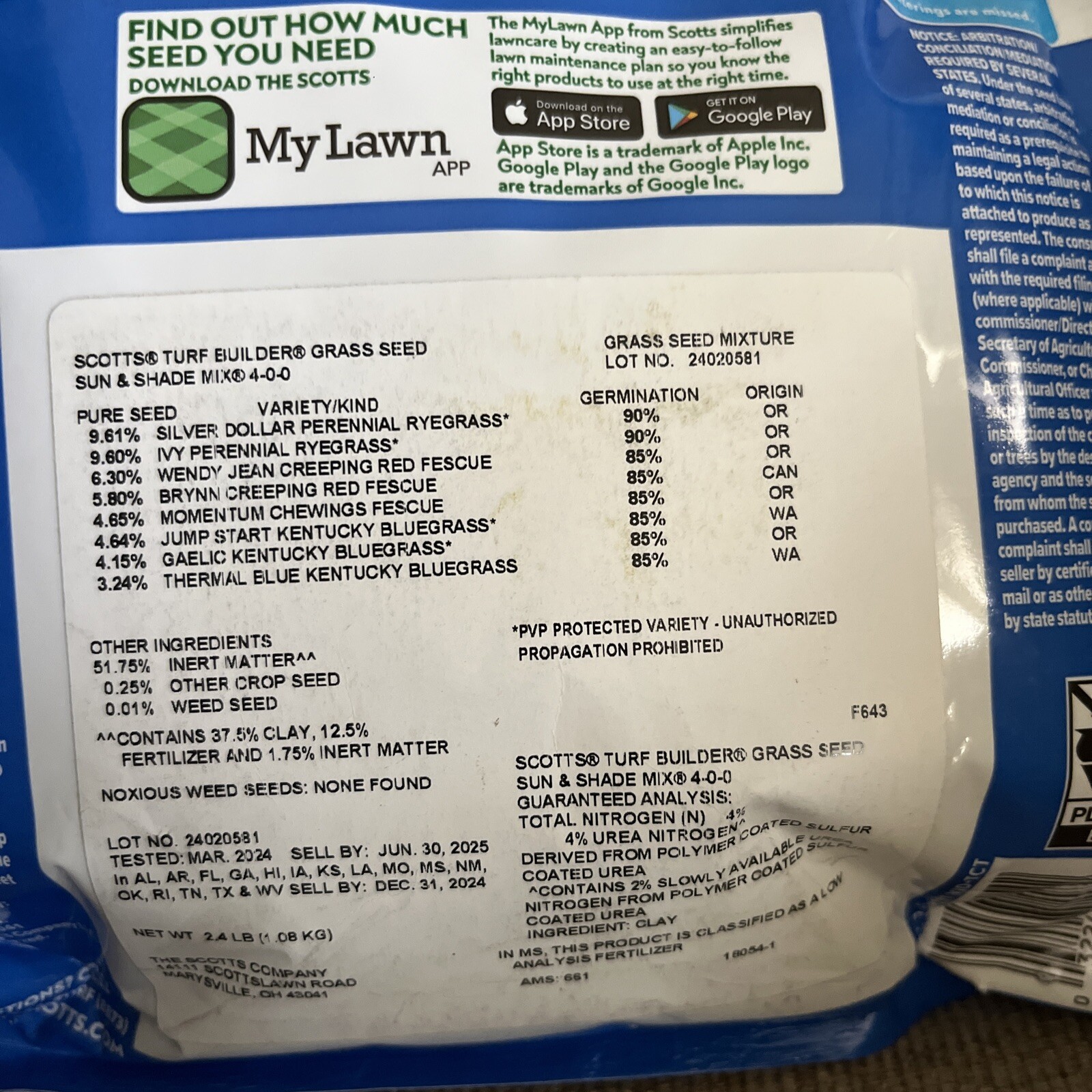 Scotts Turf Builder Grass Seed Sun & Shade Mix, Thrives Variety Lawn Root Build