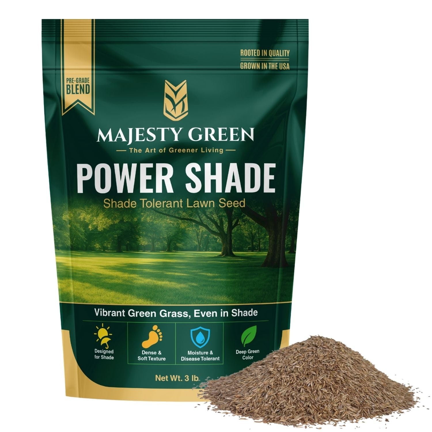 Shade Tolerant Grass Seed for Low Light Areas Lush, Dense Lawn 3lbs Pack