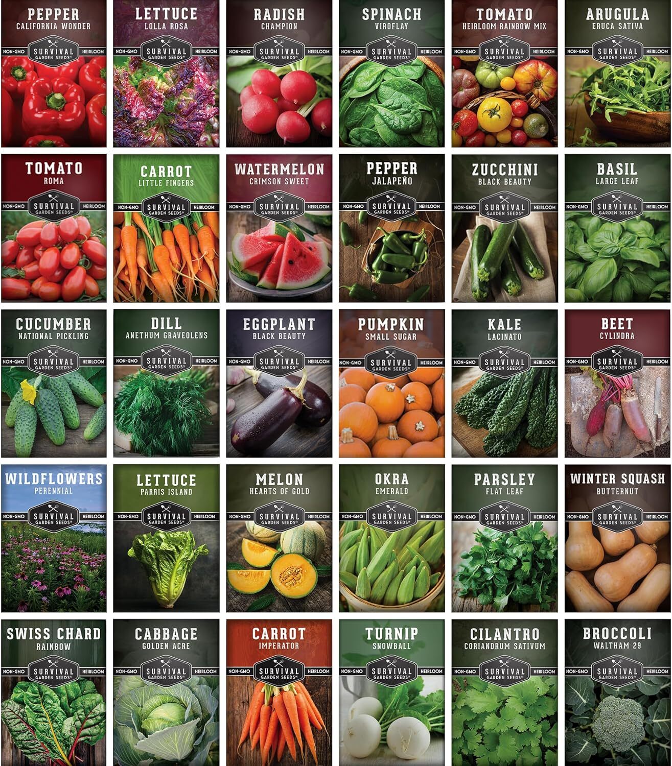 Home Garden – 30 Variety Heirloom Seed Vault (18,500+) | Non-Gmo Vegetable, Herb