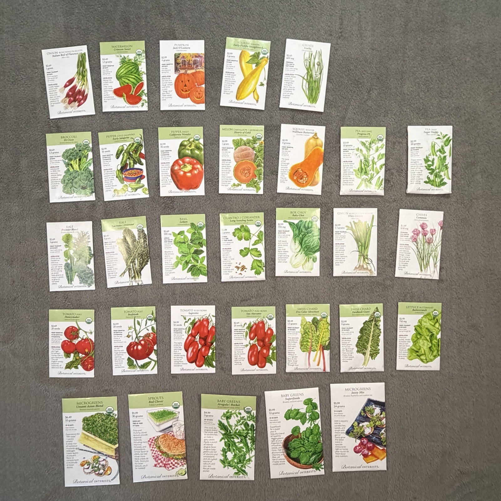 Botanical Interest Lot Of 31 Vegetable Seeds Exp 12/31/2025