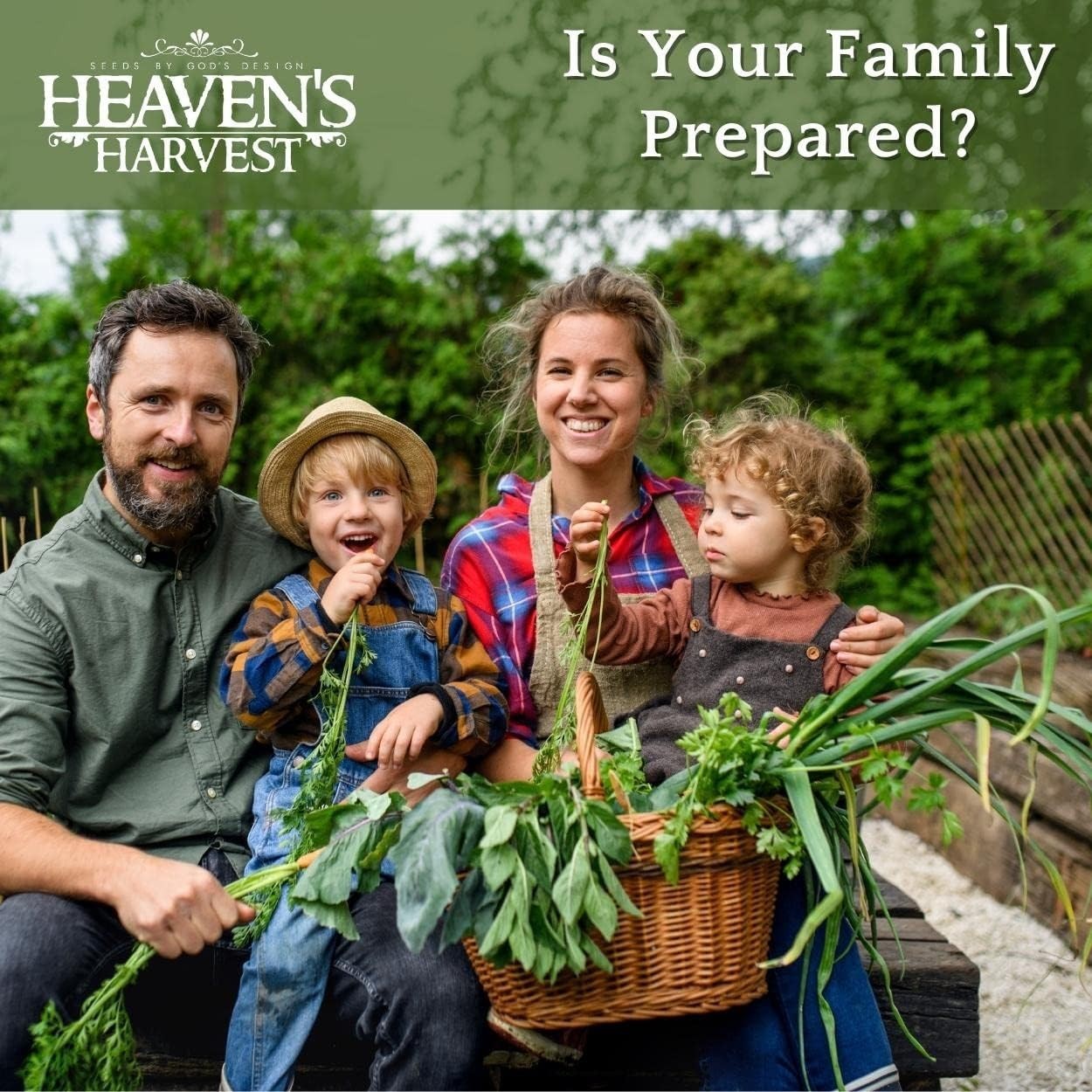 Heaven’s Harvest 10- Survival Seed Bank Kit – 25K+ Heirloom Vegetable Seeds