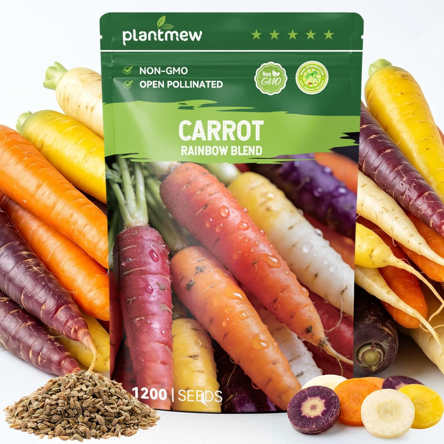 1200 Rainbow Carrot Seeds for Planting – Heirloom Vegetable Seed Pack for Home G