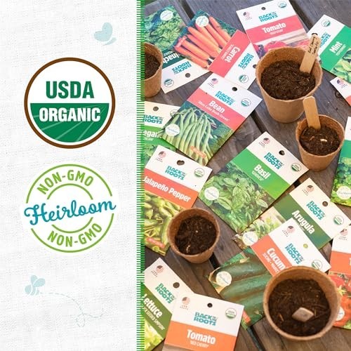 Heirloom Organic Non-GMO Seeds – 30ct Assorted Herbs, Fruits & Veggies – Guarant