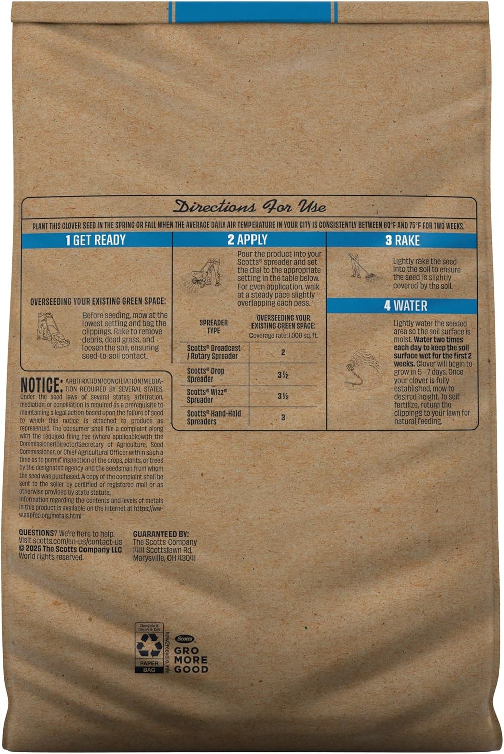 O.M. Scott and Sons Clover Seed, Lawn Seed Grows a Naturally Low Maintenance, Dr