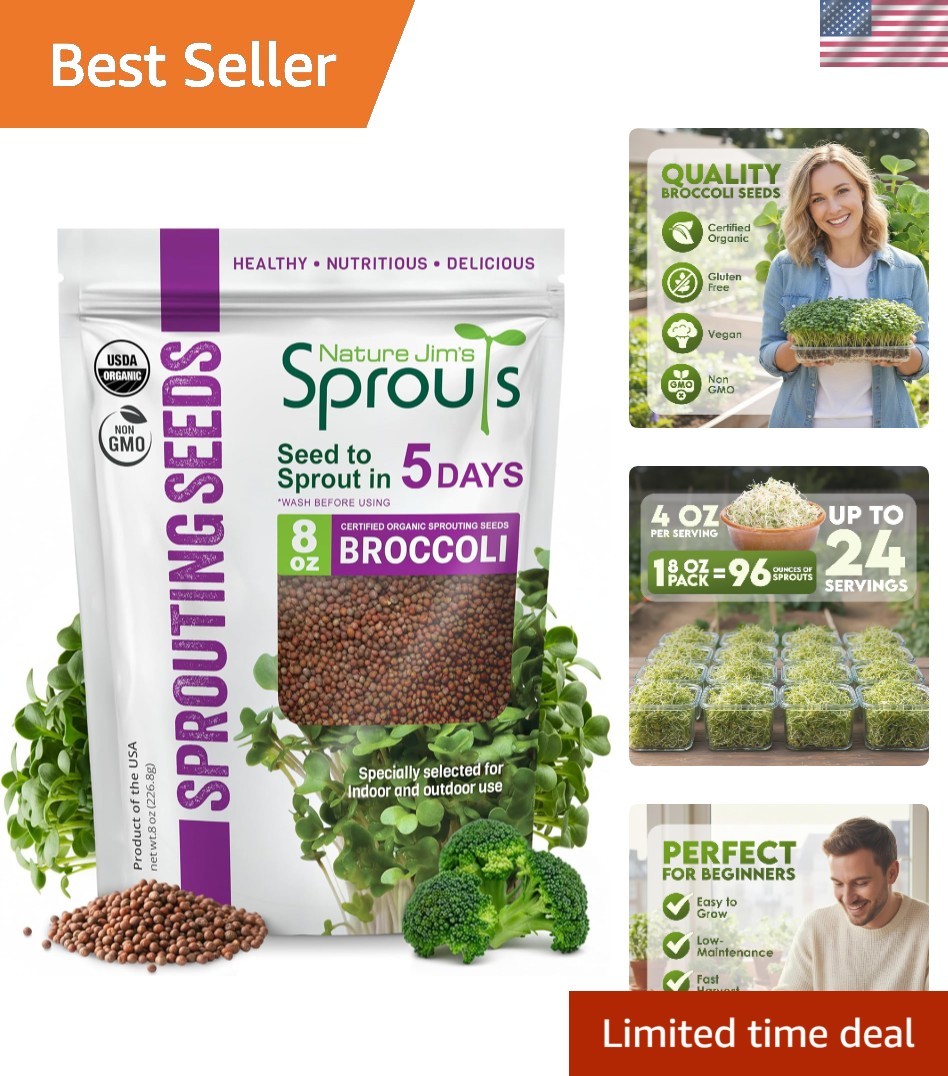 Nutrient-Rich Organic Broccoli Seeds – 8oz Non-GMO Seeds Sprouting in 5 Days