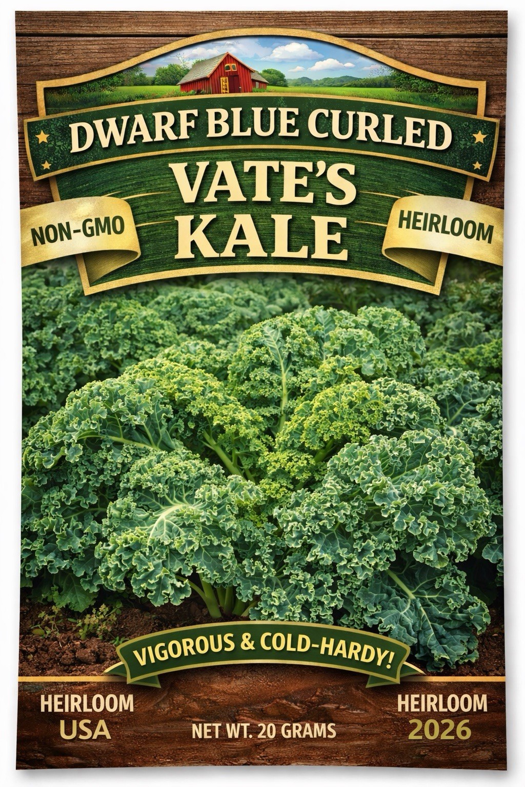 Dwarf Blue Curled Vate’s Kale Seeds Non-GMO, Heirloom USA 2026
