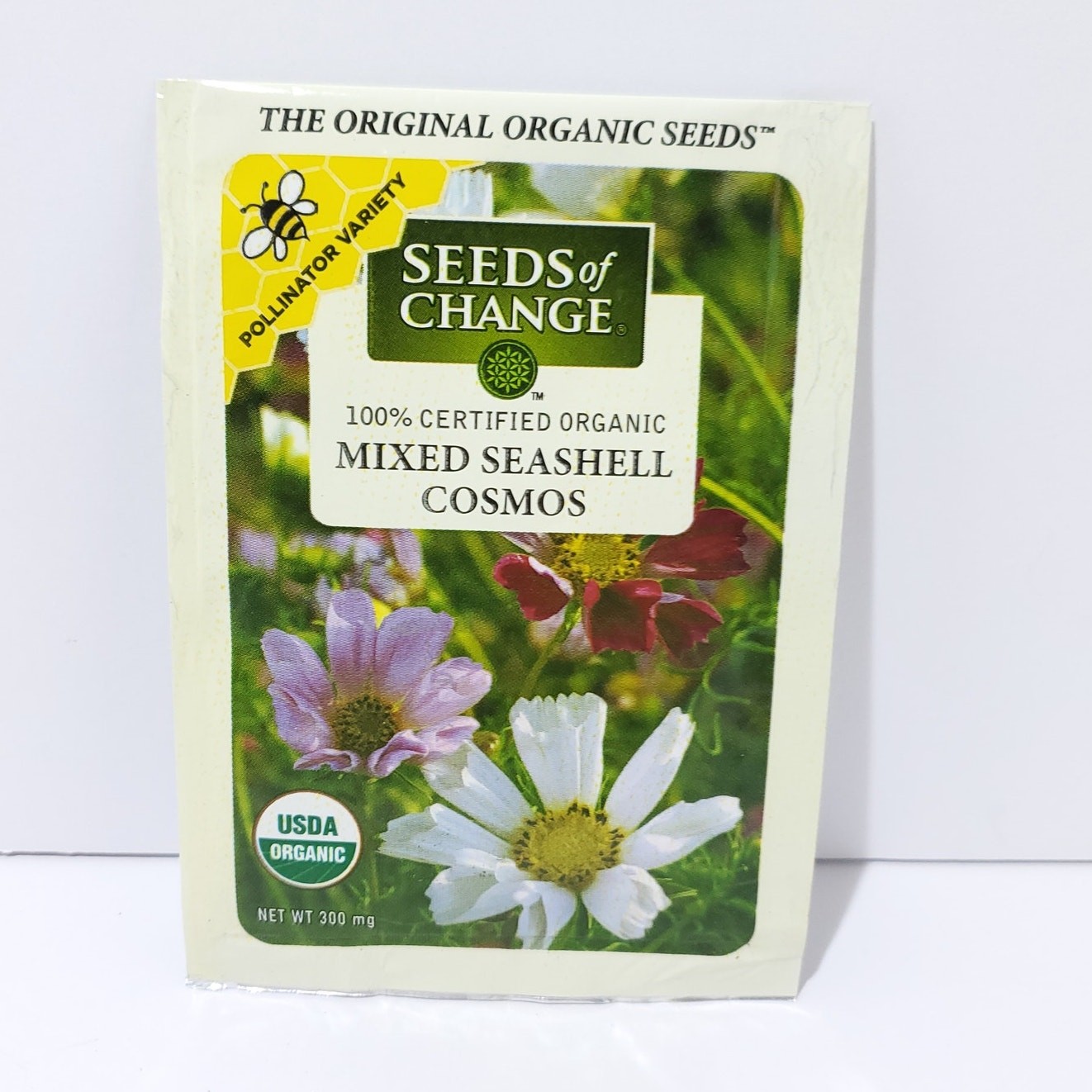 Seeds of Change Organic (2025) – 1 pk 300mg Mixed Seashell Cosmos Flower Garden