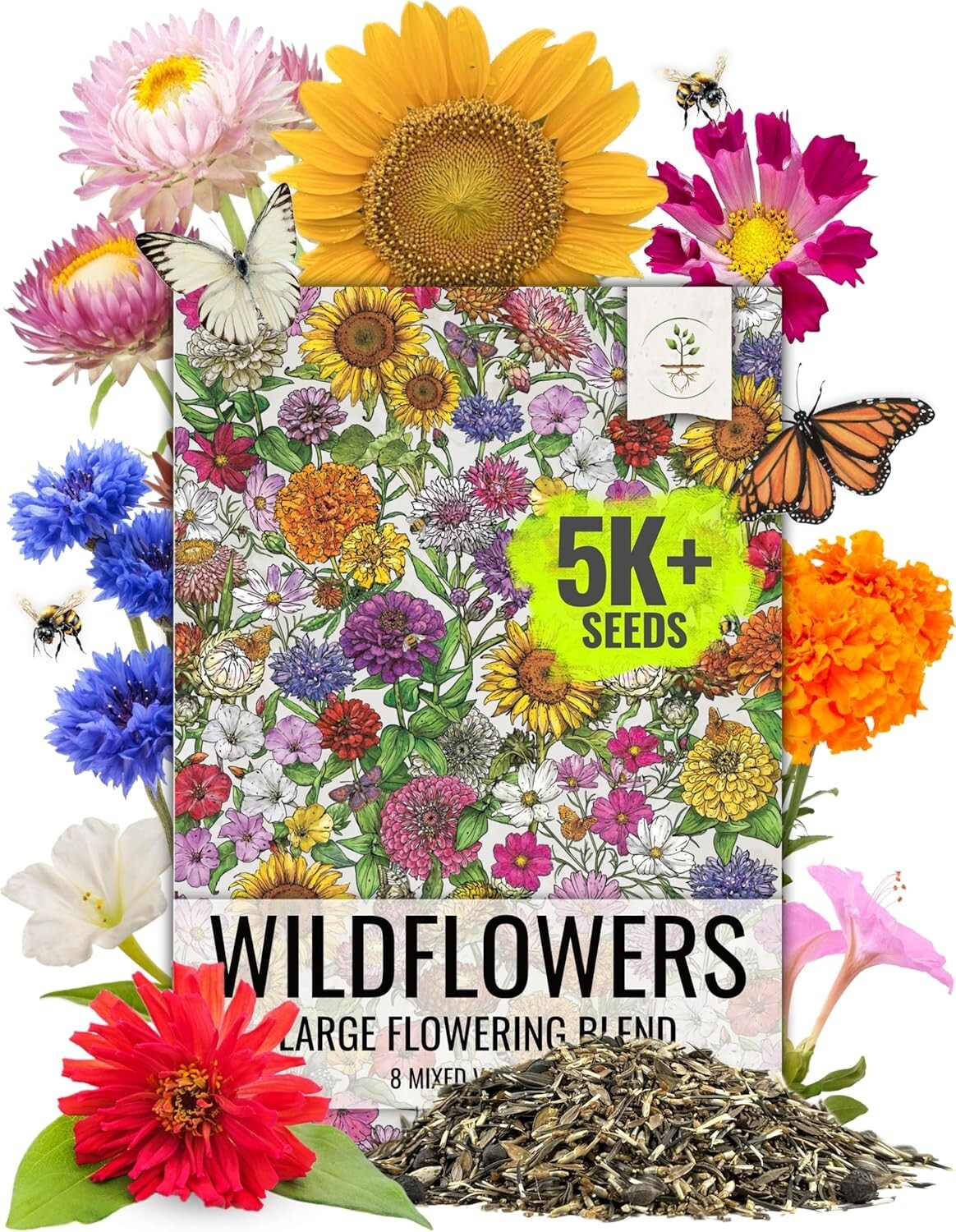 Colorful Wildflower Seed Collection – Attract Pollinators | 1 Oz Heirloom Seeds