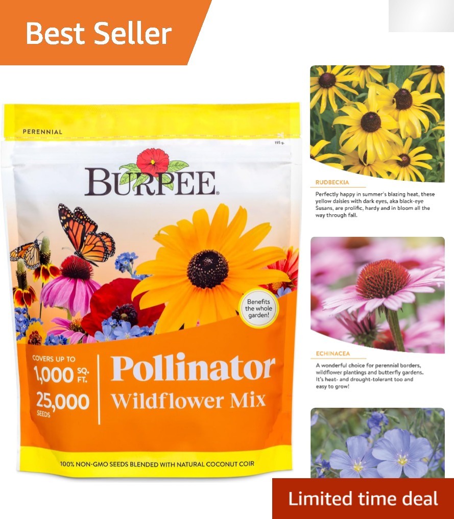 25,000 Non-GMO Wildflower Seeds – Attract Bees & Butterflies with 18 Varieties