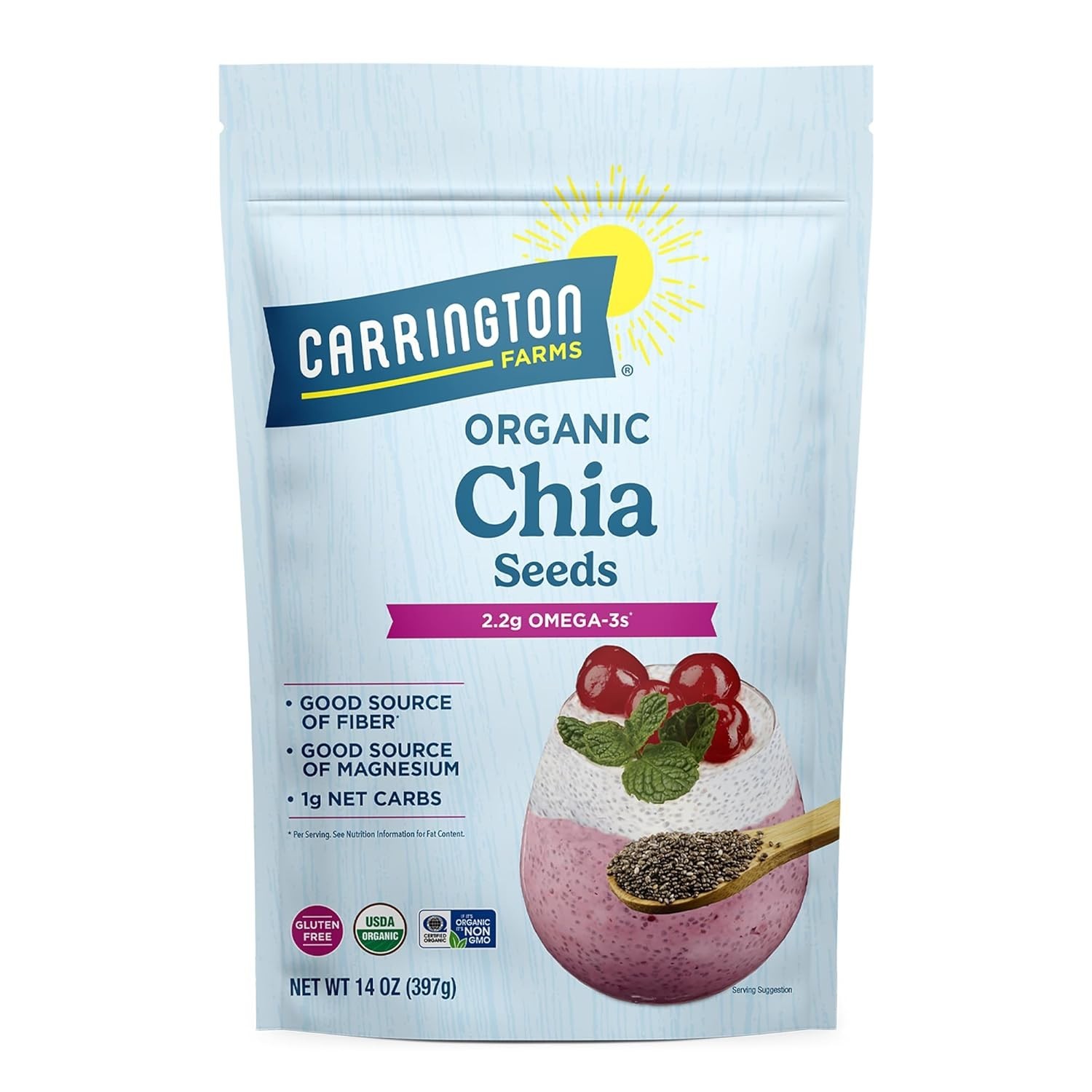 Organic Gluten Free Chia Seeds, Resealable 14 Oz Pouch – Give Back Initiative