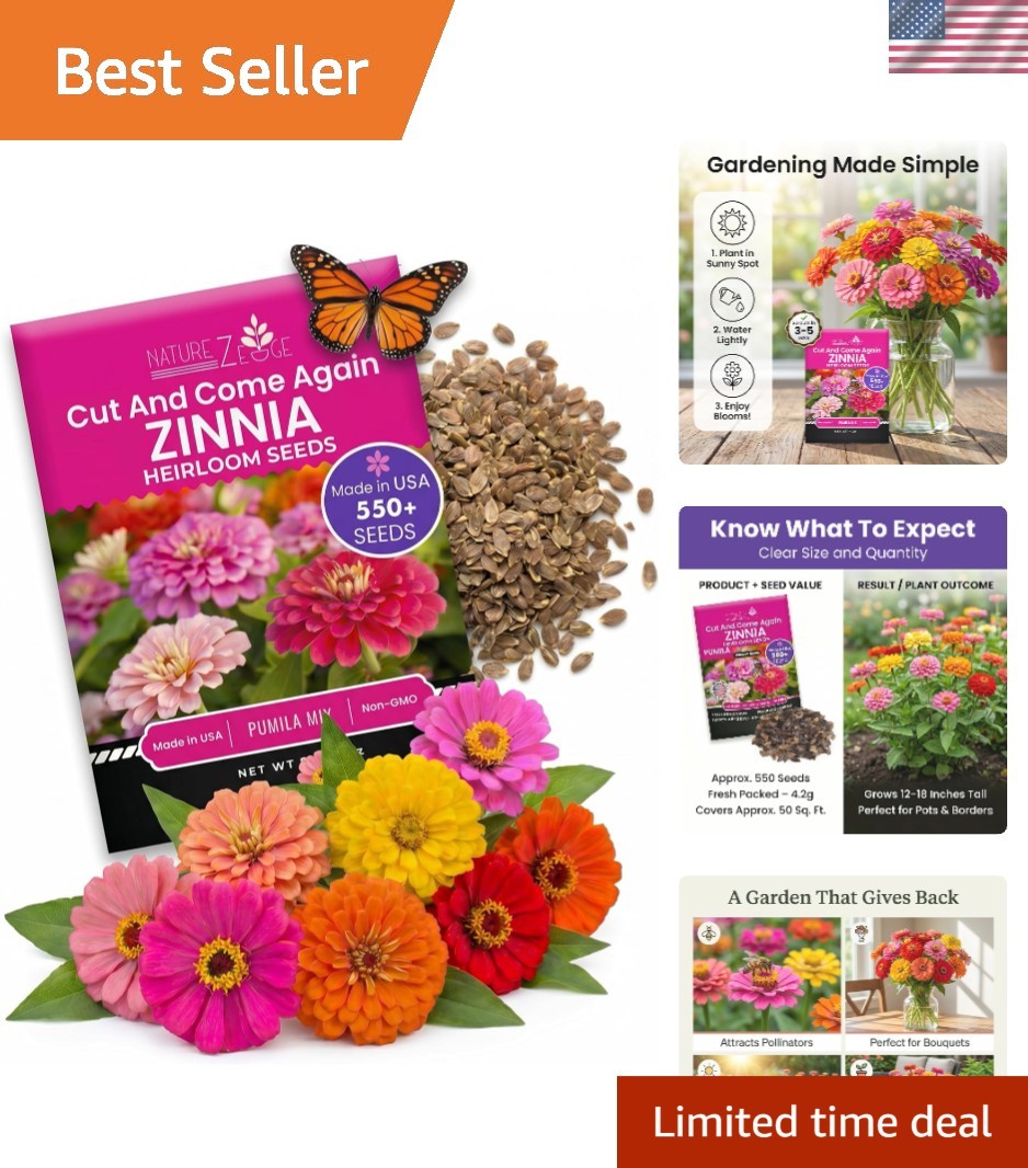 Vibrant Pumila Mix Zinnia Seeds – 750 Non-GMO Flower Seeds for Easy Gardening