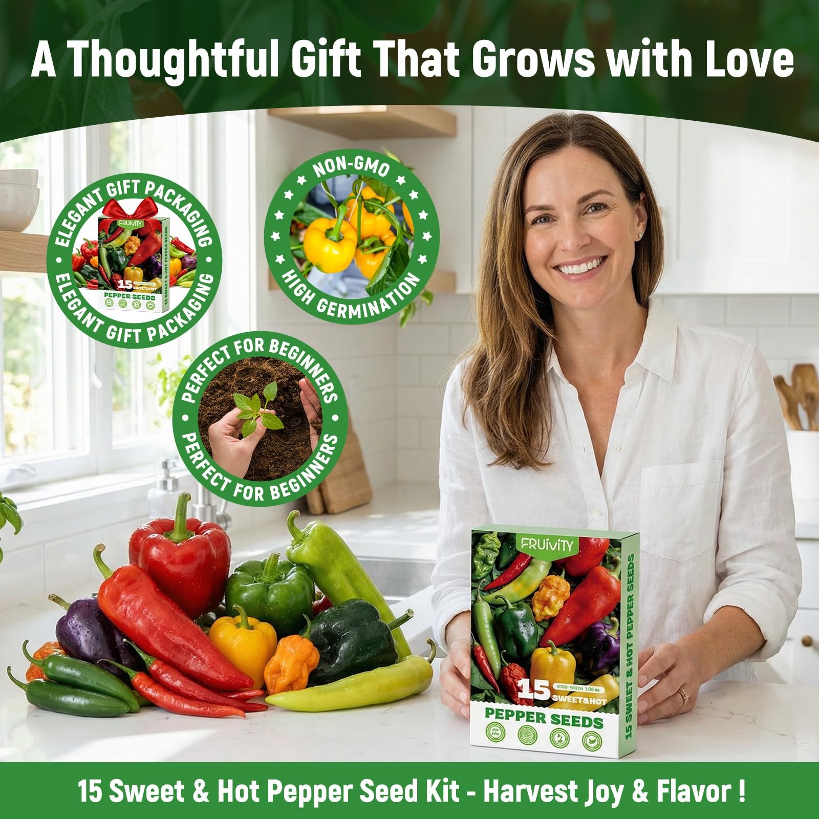 Sweet & Hot Peppers Seeds Variety Pack 3750 Jalapeño Serrano Cayenne – Perfect