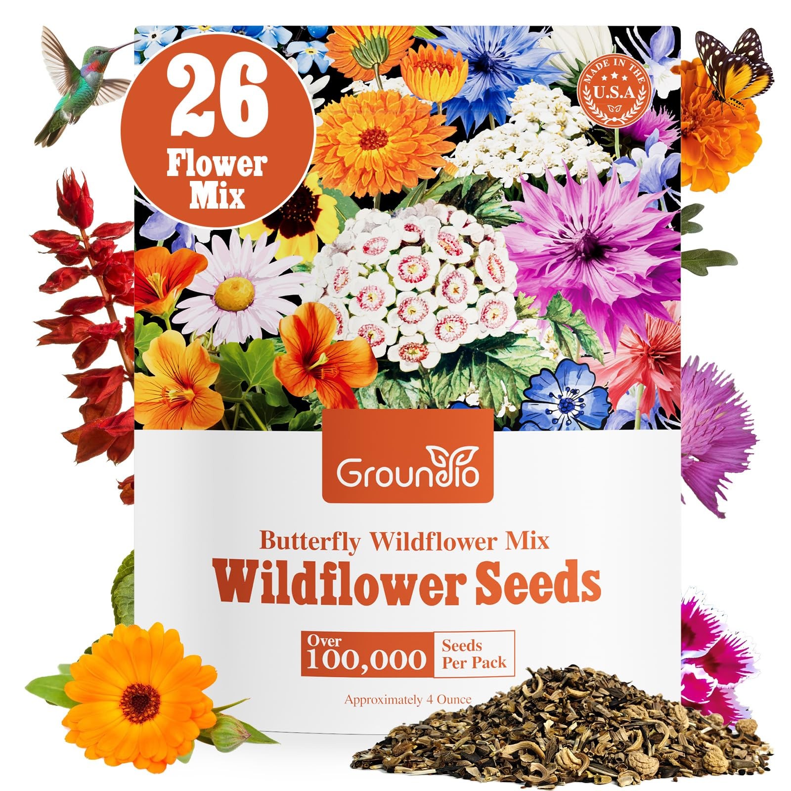 Wildflower Seeds Bulk, 4 Ounce, 200,000+ Seeds, 26 Varieties Annual & Perenni…