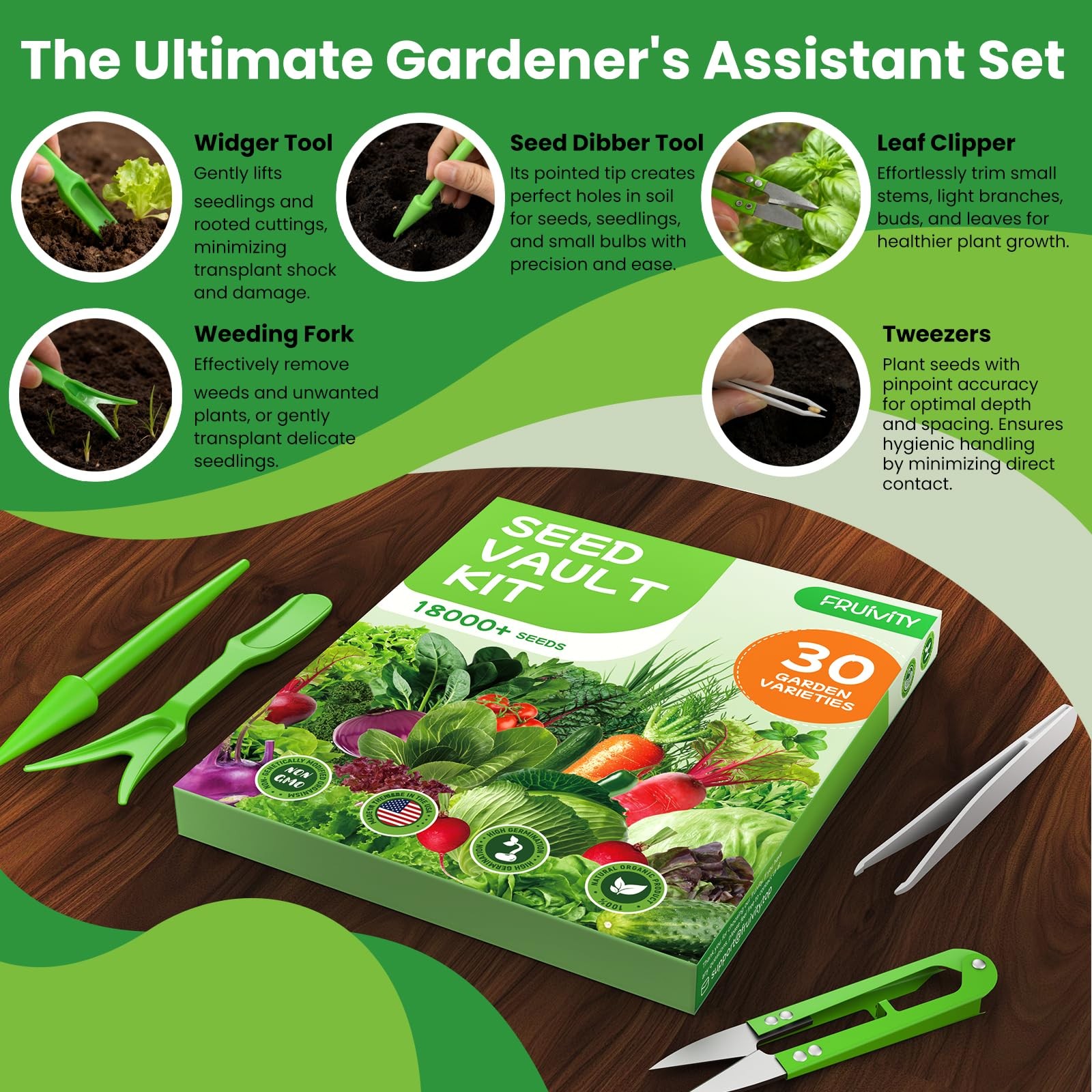 30 Heirloom Variety 18500+ Non-GMO Vegetable Seeds for Garden Indoor Hydroponic
