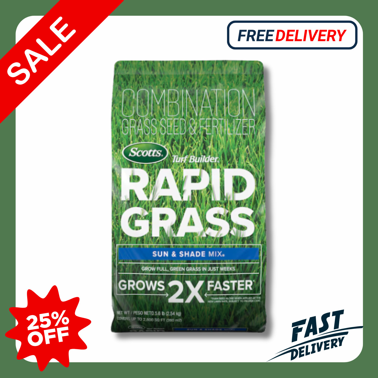 Scotts Turf Builder Rapid Grass Sun Shade 5.6-lb Mixture/Blend Grass Seed,pack 2