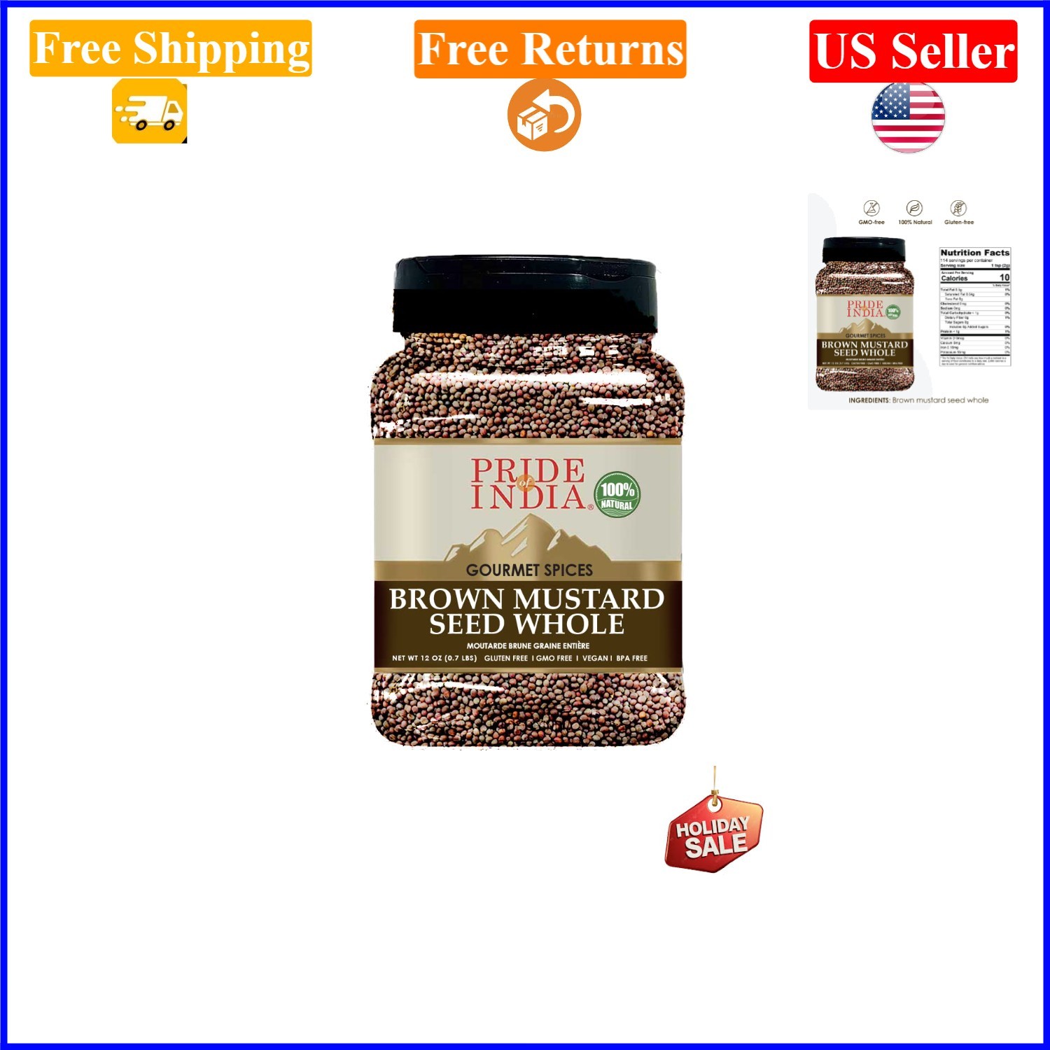 12 oz Whole Brown Mustard Seeds – Gourmet Spicy Indian Seasoning