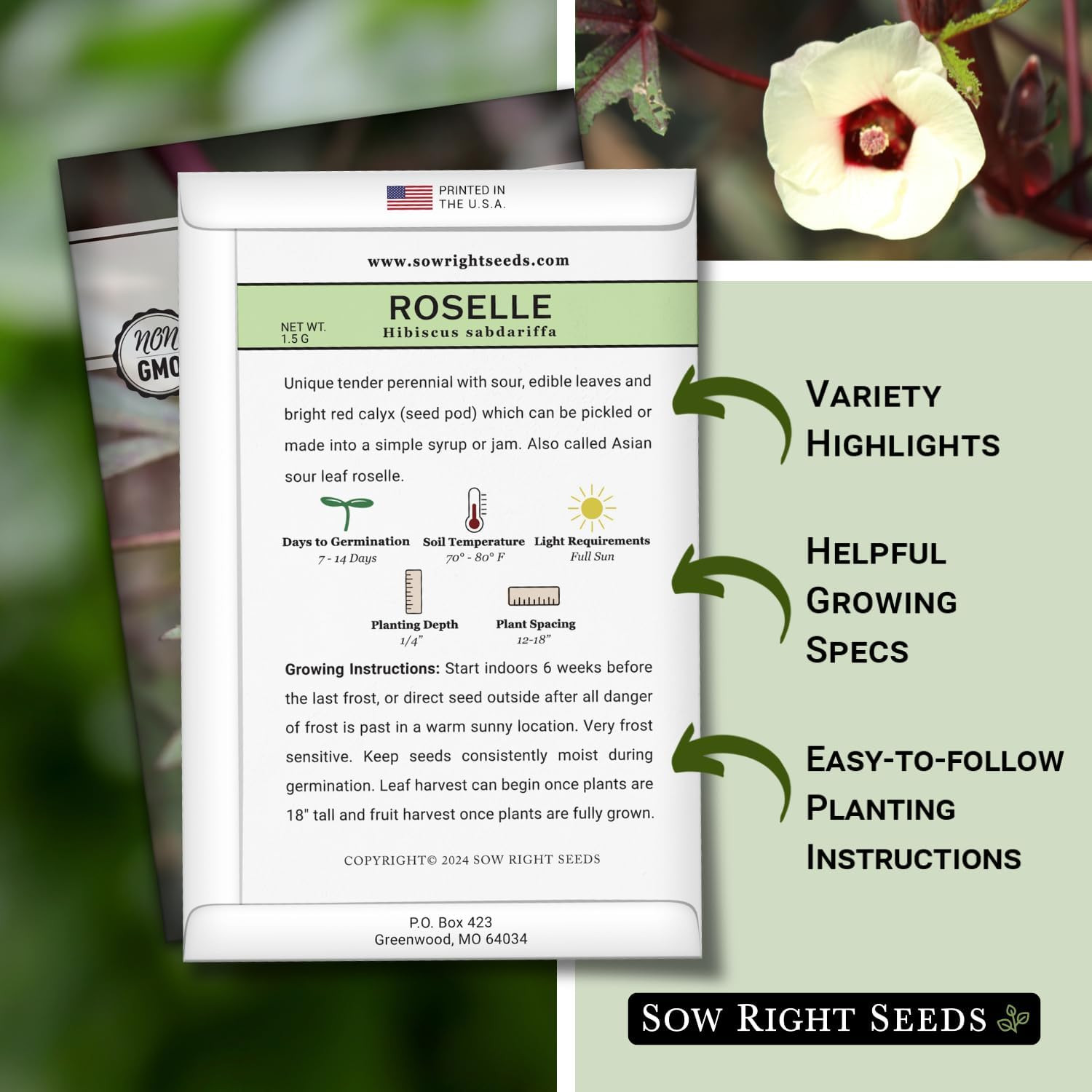 Sow Right Seeds – Roselle Seeds for Planting – Hibiscus Sabdariffa – Non-Gmo Hei