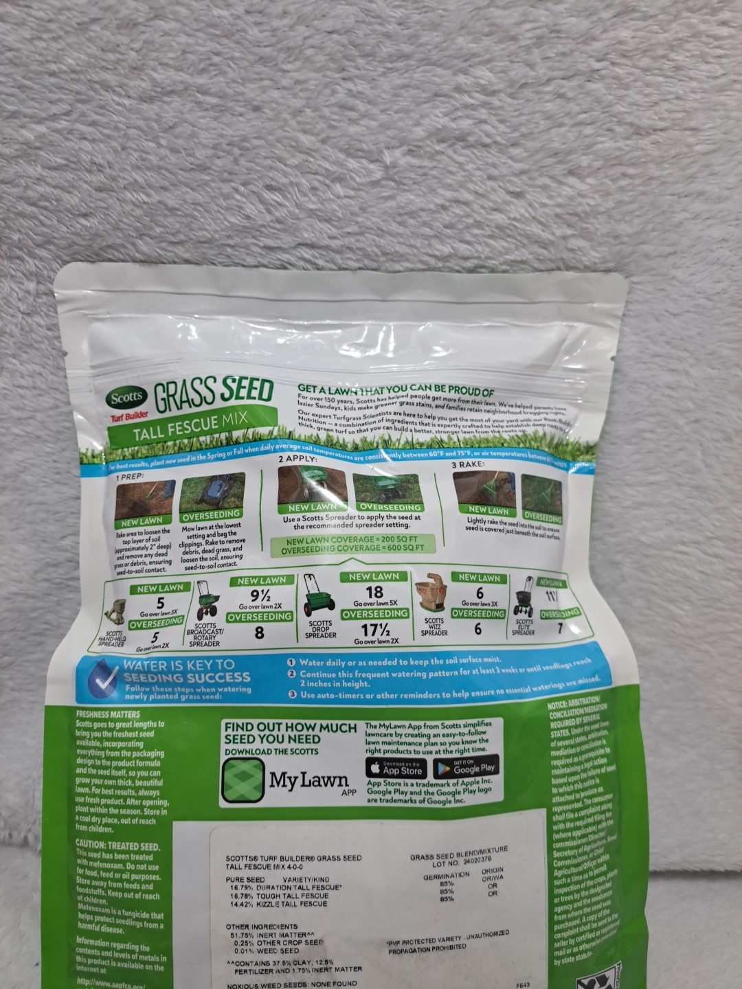 Scott’s Turk Builder Grass Seed Tall Fescue Mix 2.4lb Sealed New