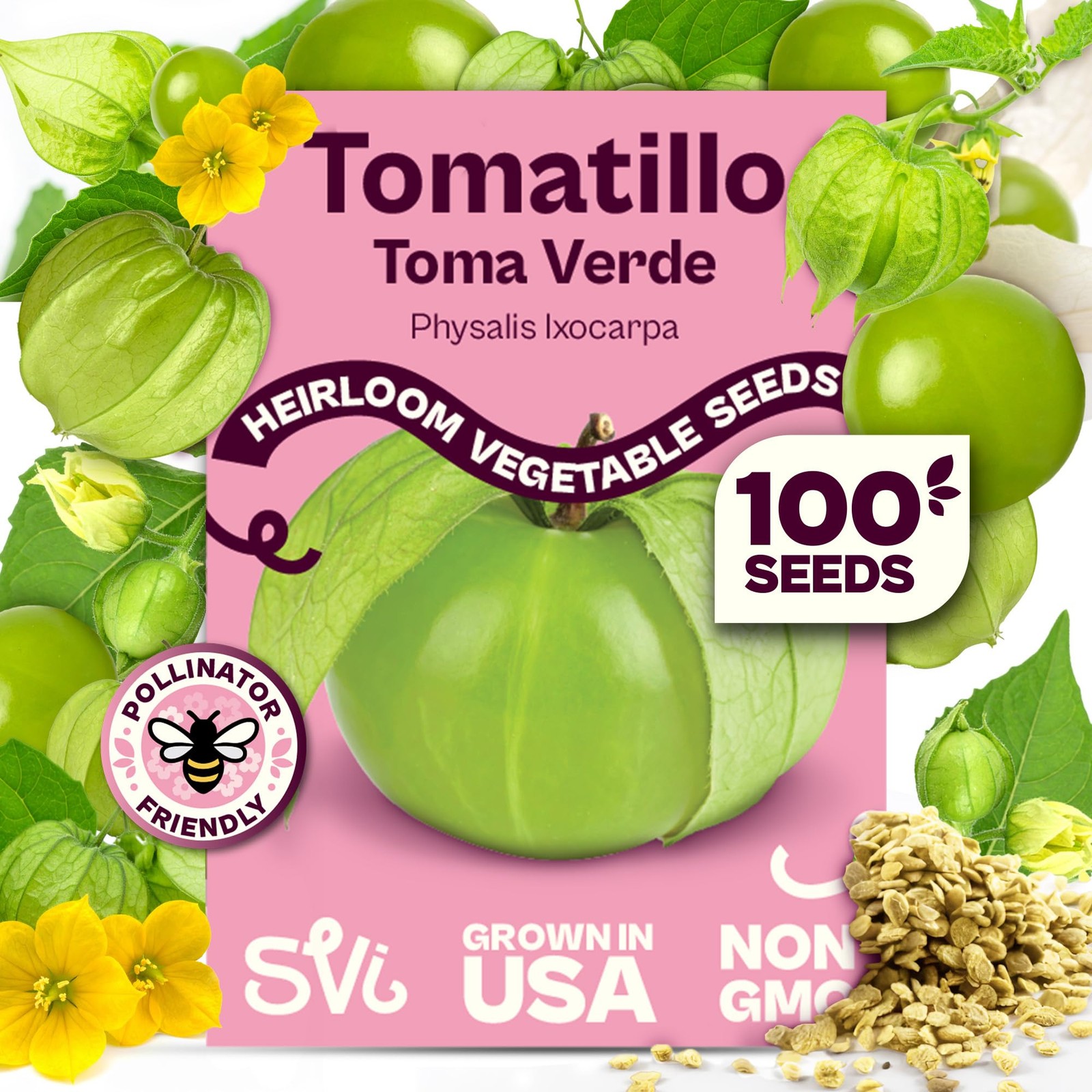 100 Toma Verde Tomatillo Seeds for Planting Physalis ixocarpa – Mexican Tomat…