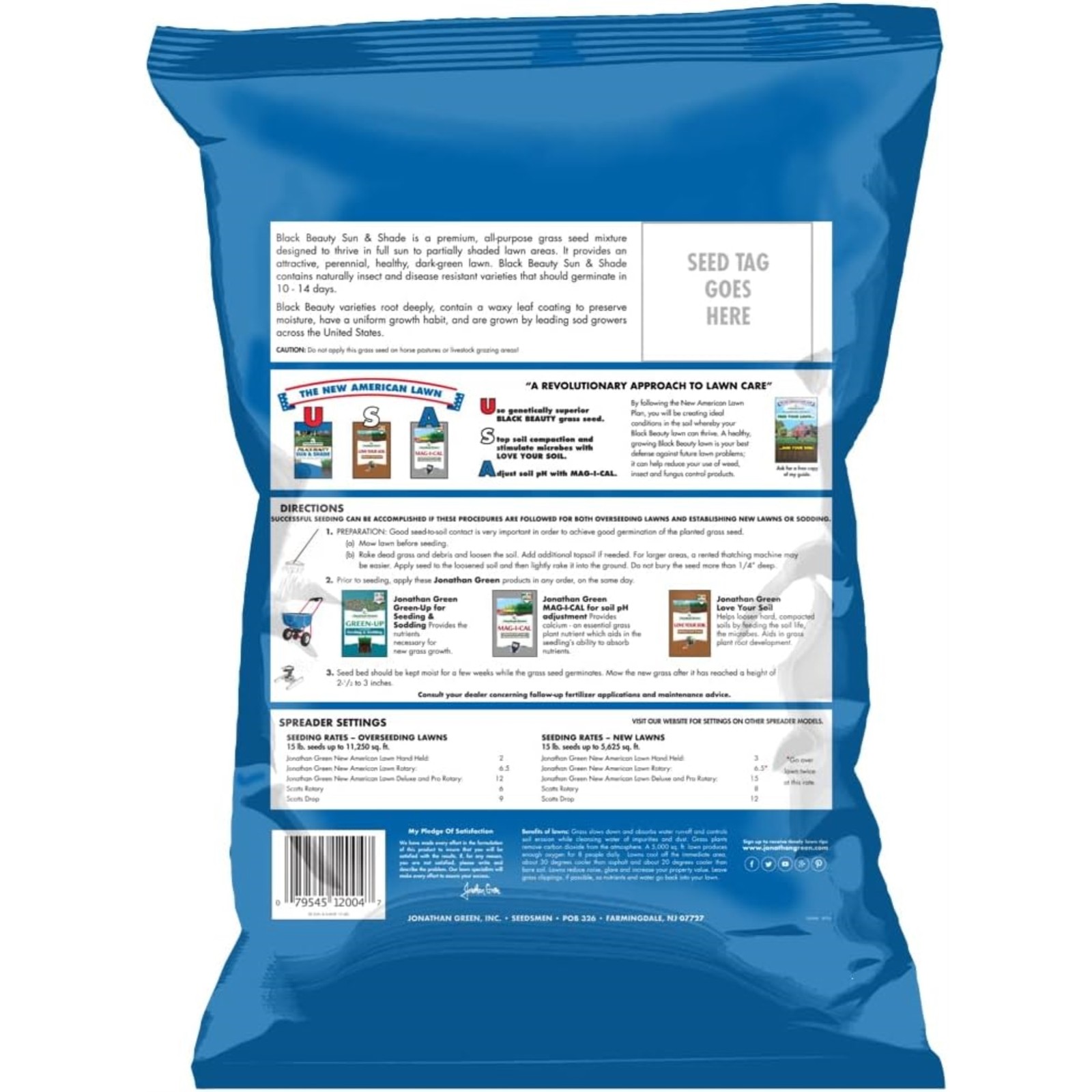 Jonathan Green Black Beauty Sun & Shade Grass Seed, 15lbs, Pack of 4
