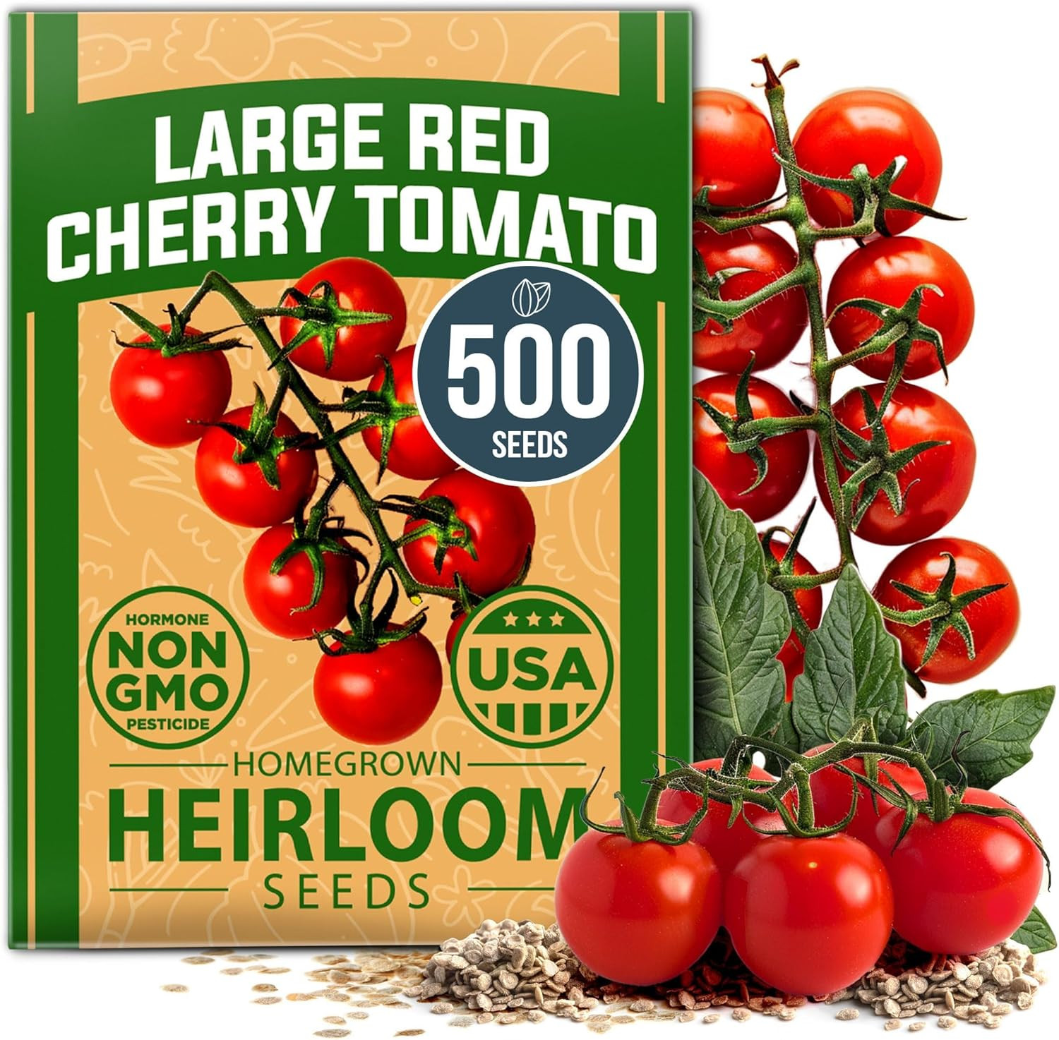 Large Red Cherry Tomato Seeds Pack of 500 Heirloom Vegetable Seeds