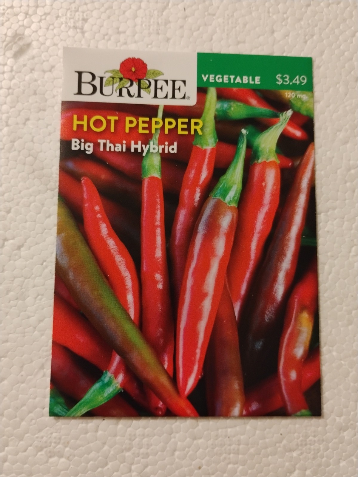 Burpee BIG THAI HYBRID PEPPER SEEDS 2026 120mg Pack