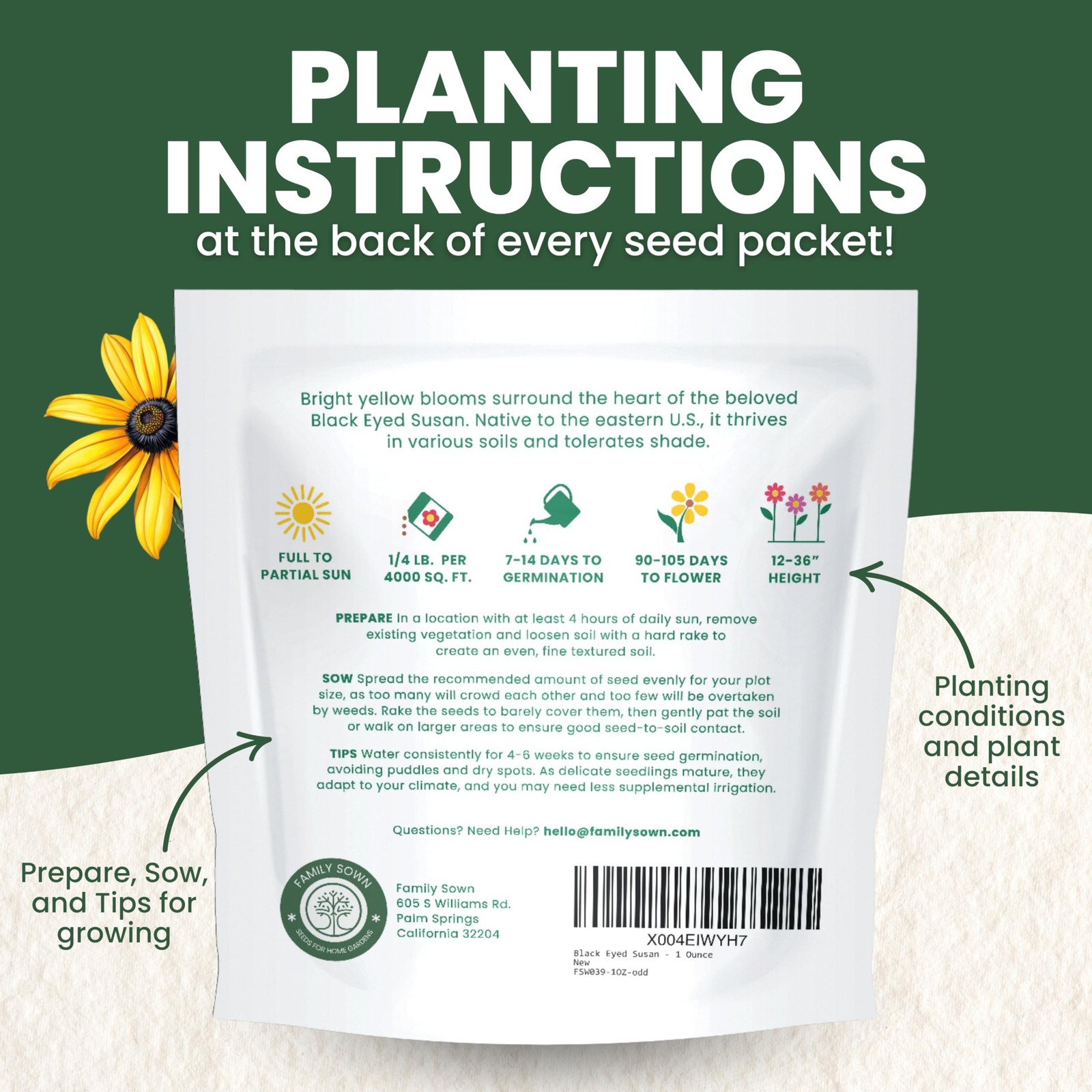 Black Eyed Susan Large 1 Ounce Packet 100,000 Flower Seeds for Planting Ru…