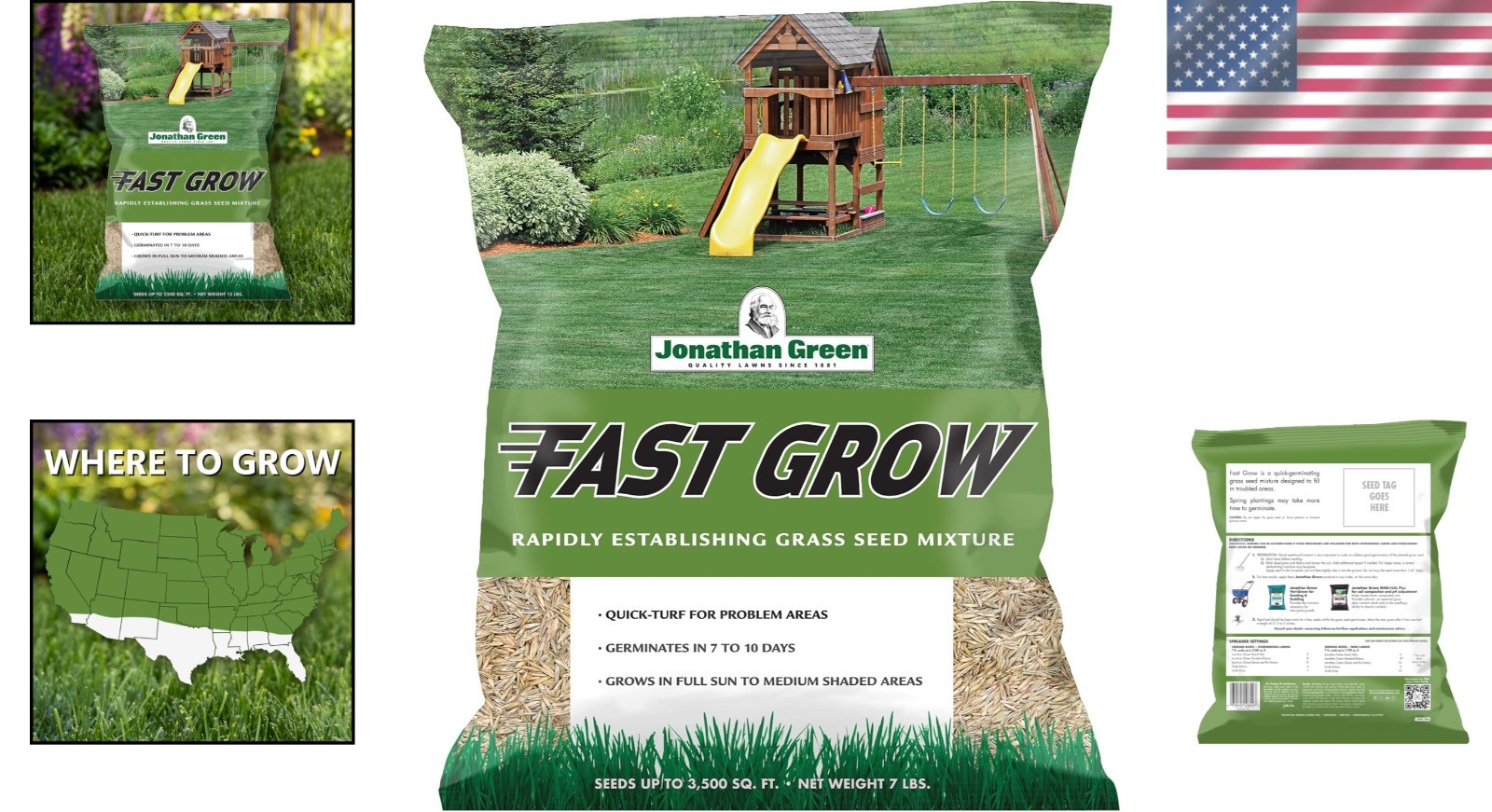 7 lb Jonathan Green Fast Grow Grass Seed – Natural Blend for Healthy Tuffs