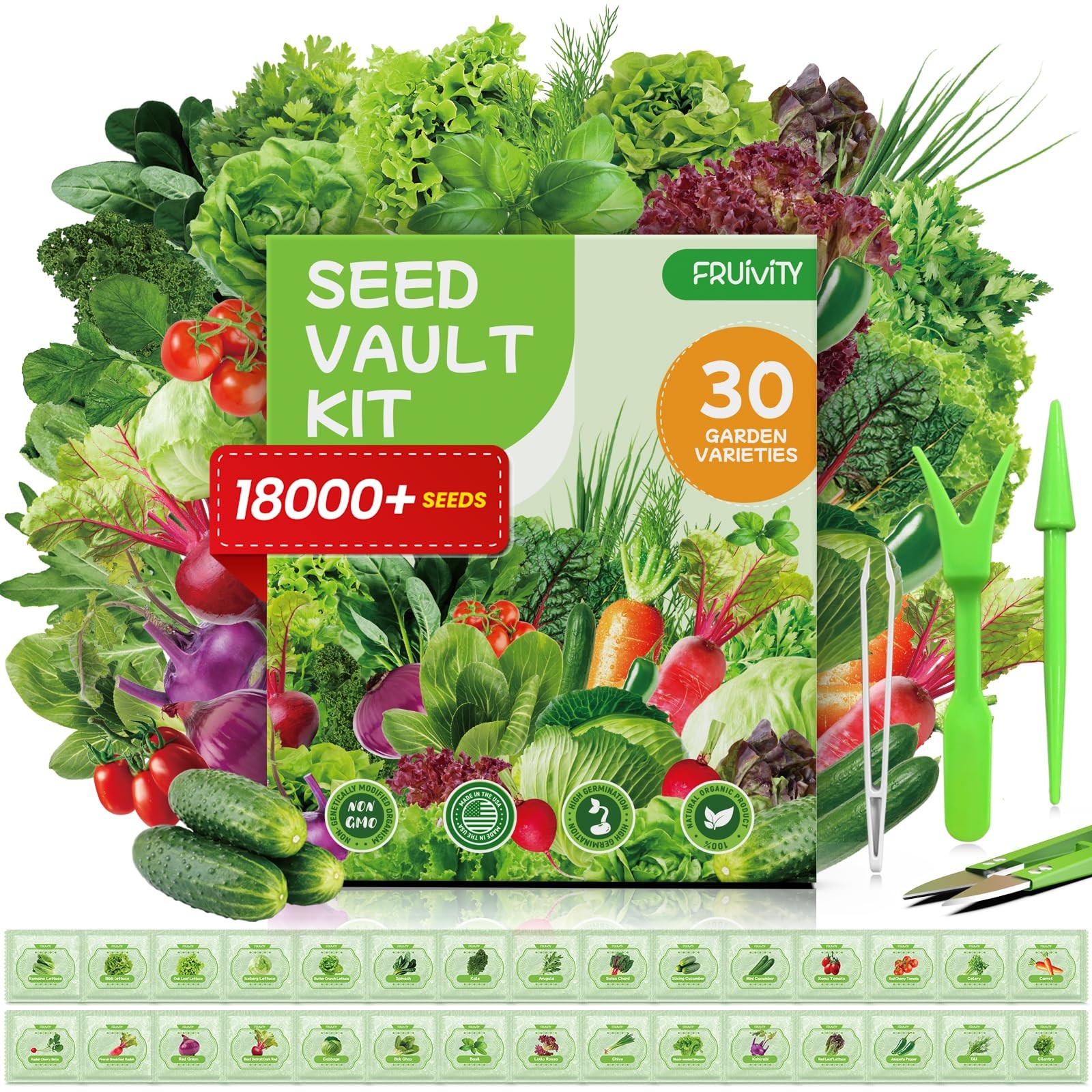 30 Heirloom Seeds Variety Pack – 18500+ Seeds for Planting Vegetables, Home G…