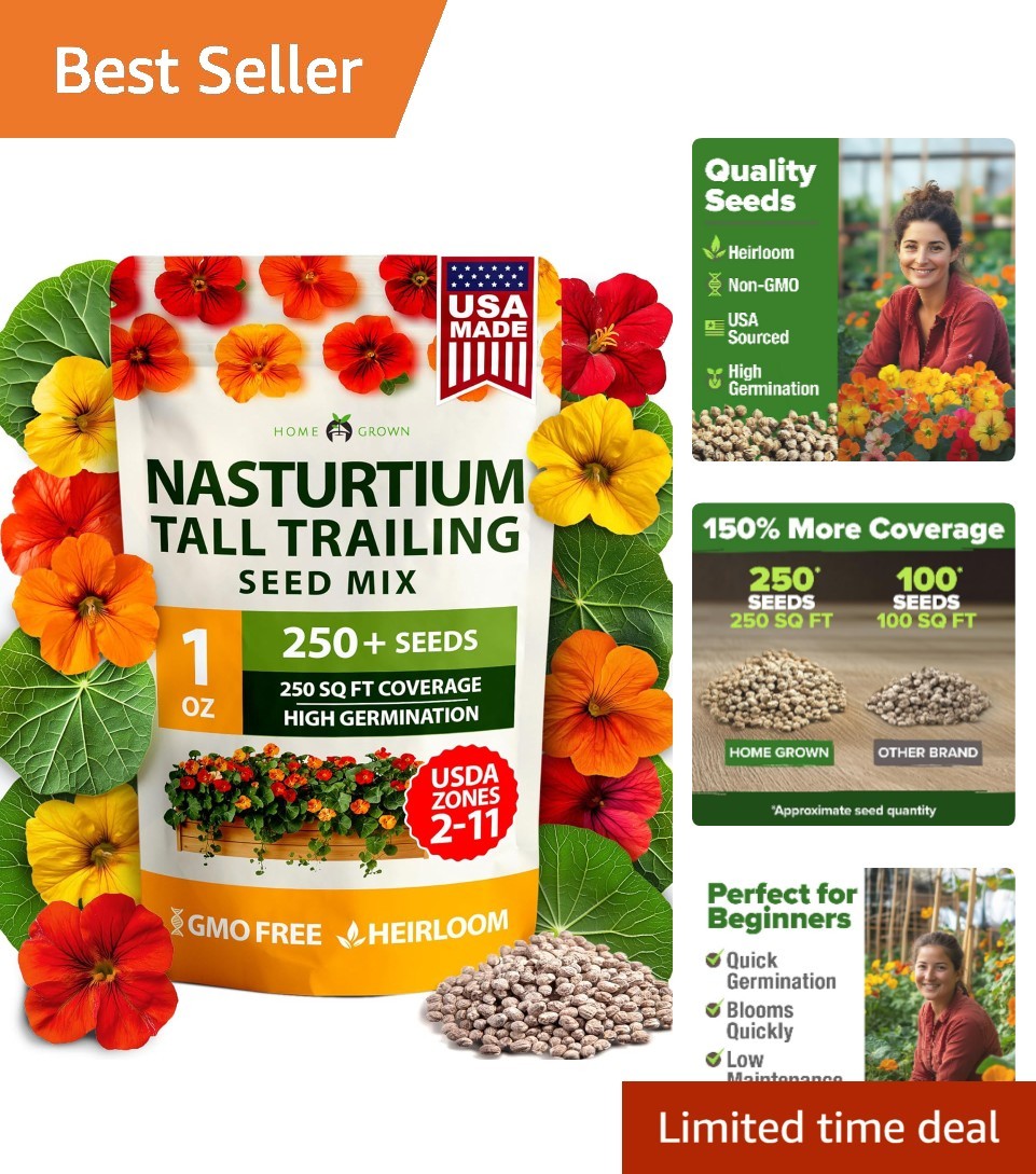 Vibrant 250+ Nasturtium Seeds – Low-Maintenance Edible Flowers for All Seasons