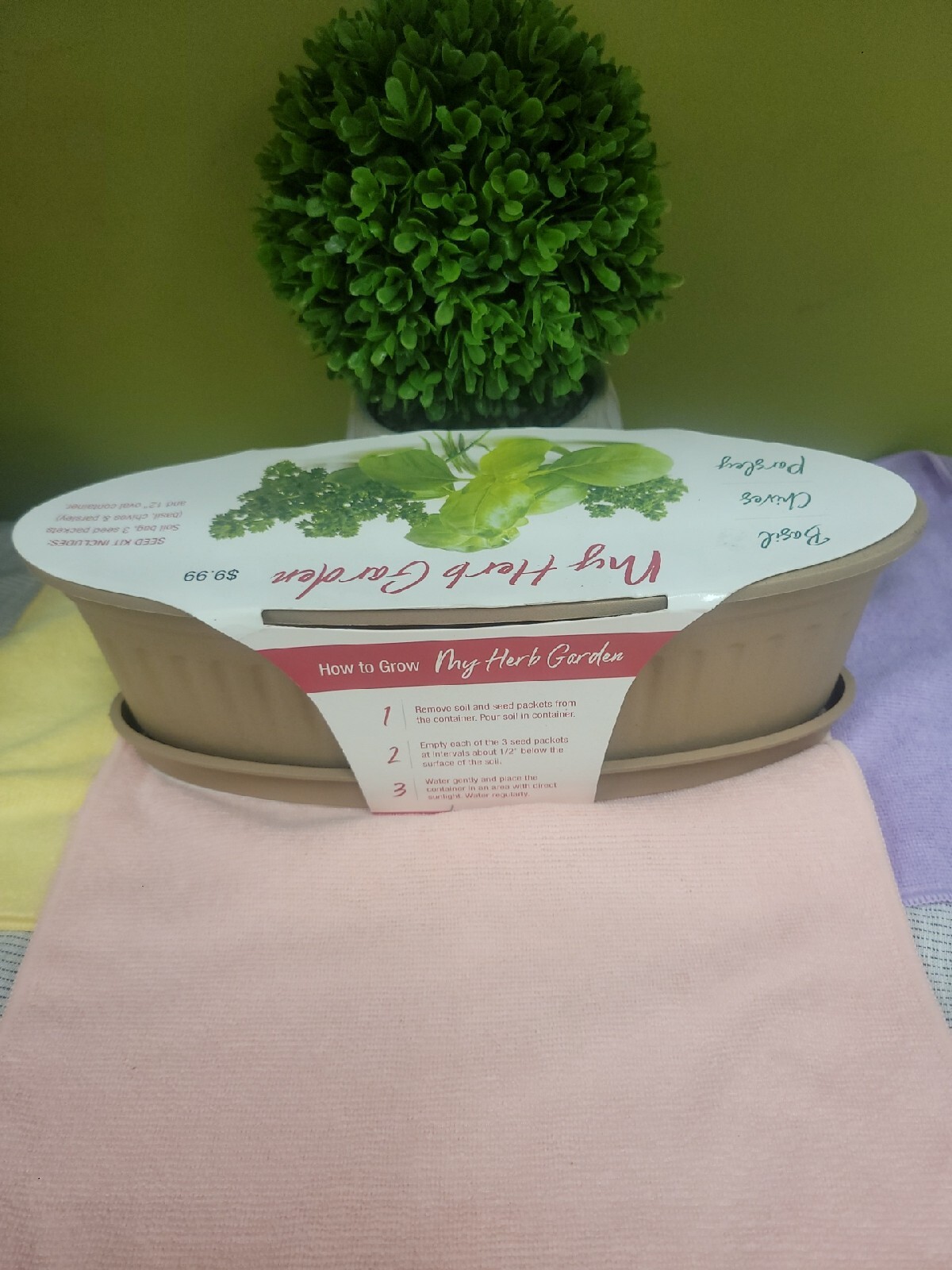 My Herb Garden Basil, Chives, Parsley Seed Planter Kit Kitchen Window Garden
