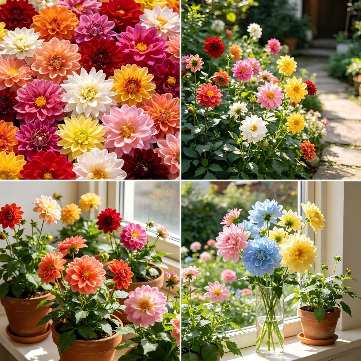 Carpetc 1000+ Mixed Dwarf Dahlia Seeds for Planting, Compact Perennial with Long